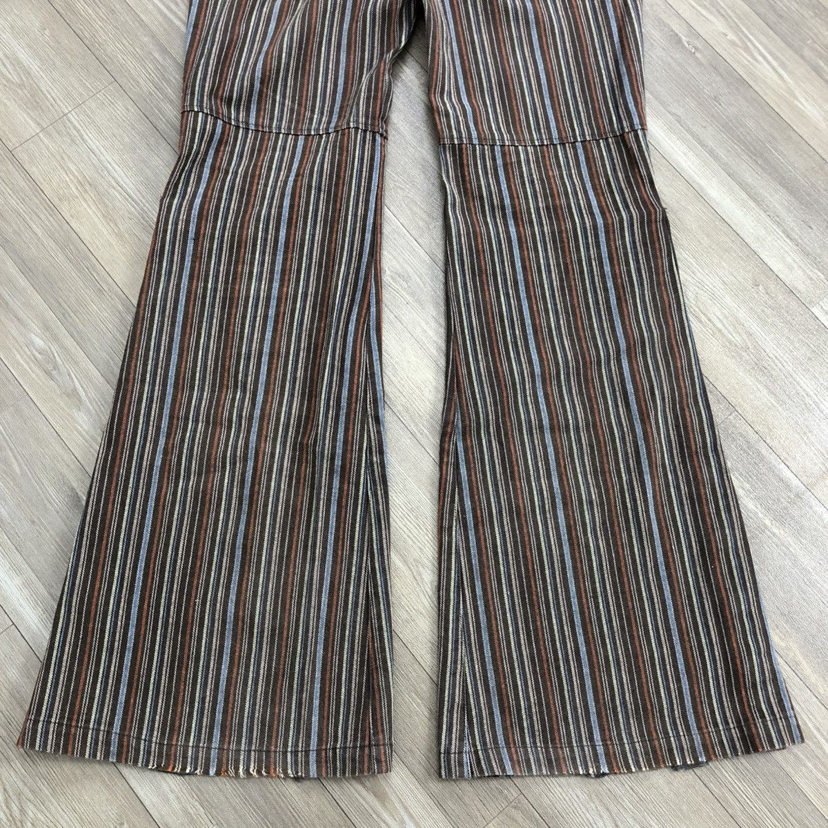 If Six Was Nine × Japanese Brand × Tornado Mart 2000s Tornado Mart Stripped Line Button GOA LGB Flared Jeans Size US 31 - 17 Thumbnail
