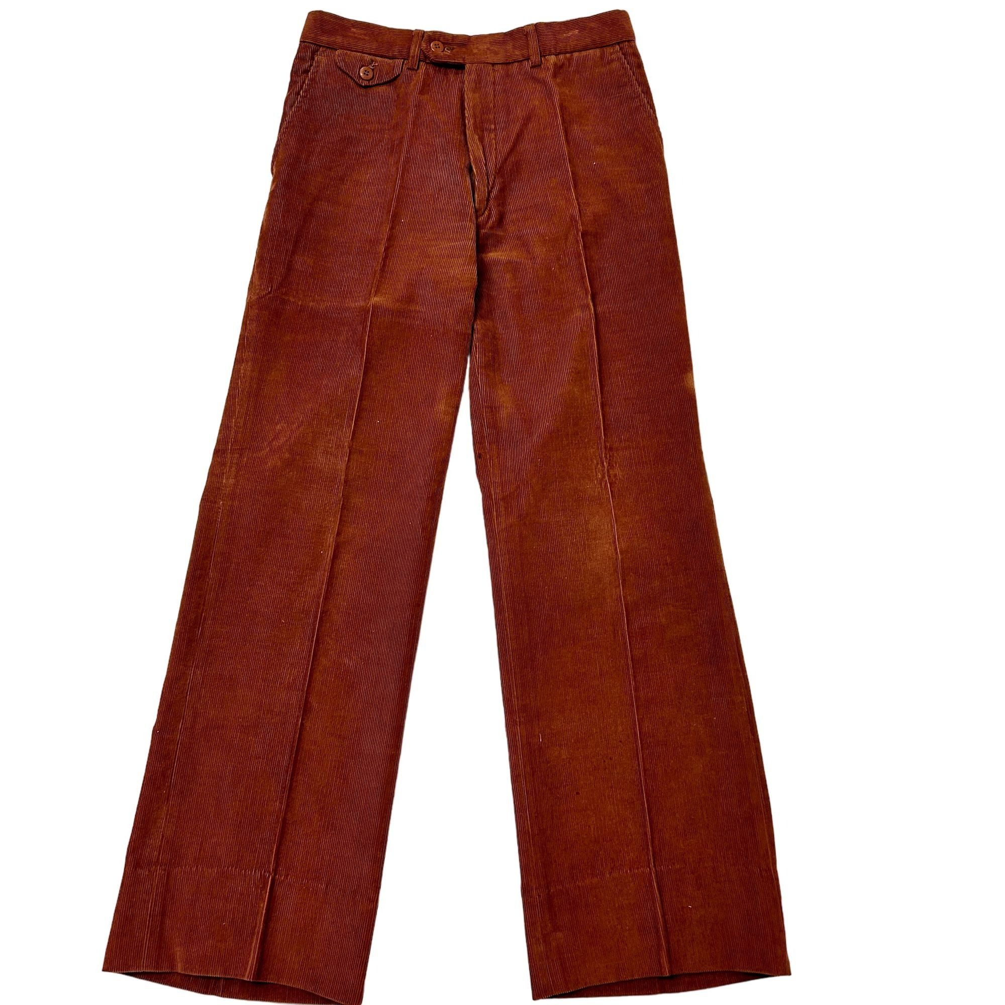 image of Unkwn 70's Mod Copper Rust Bell Bottom Corduroy Disco Party Pants, Men's (Size 30)