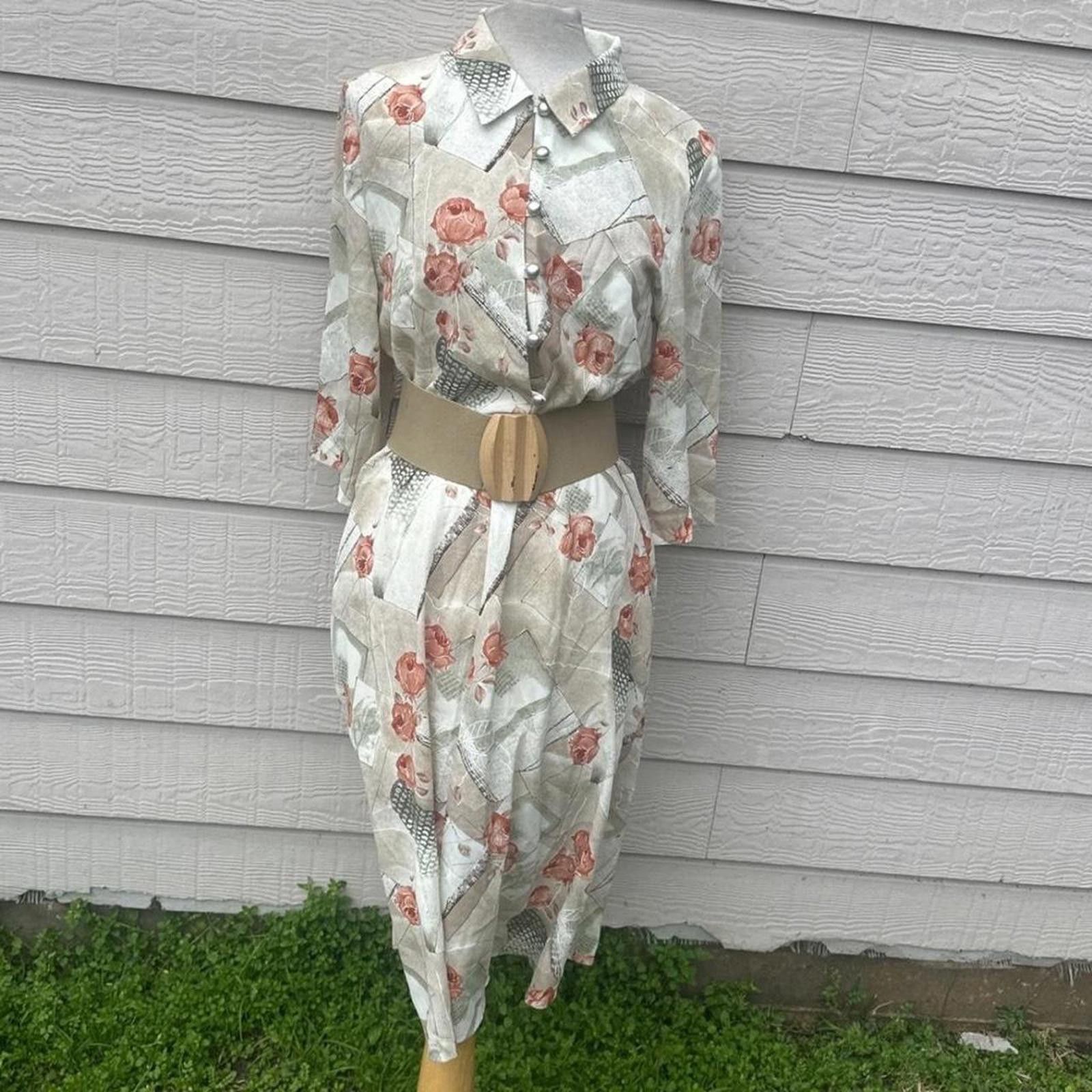 Other Vintage D’Allaird’s Women’s Dress Largo Floral Collar Button Size M / US 6-8 / IT 42-44 - 1 Thumbnail