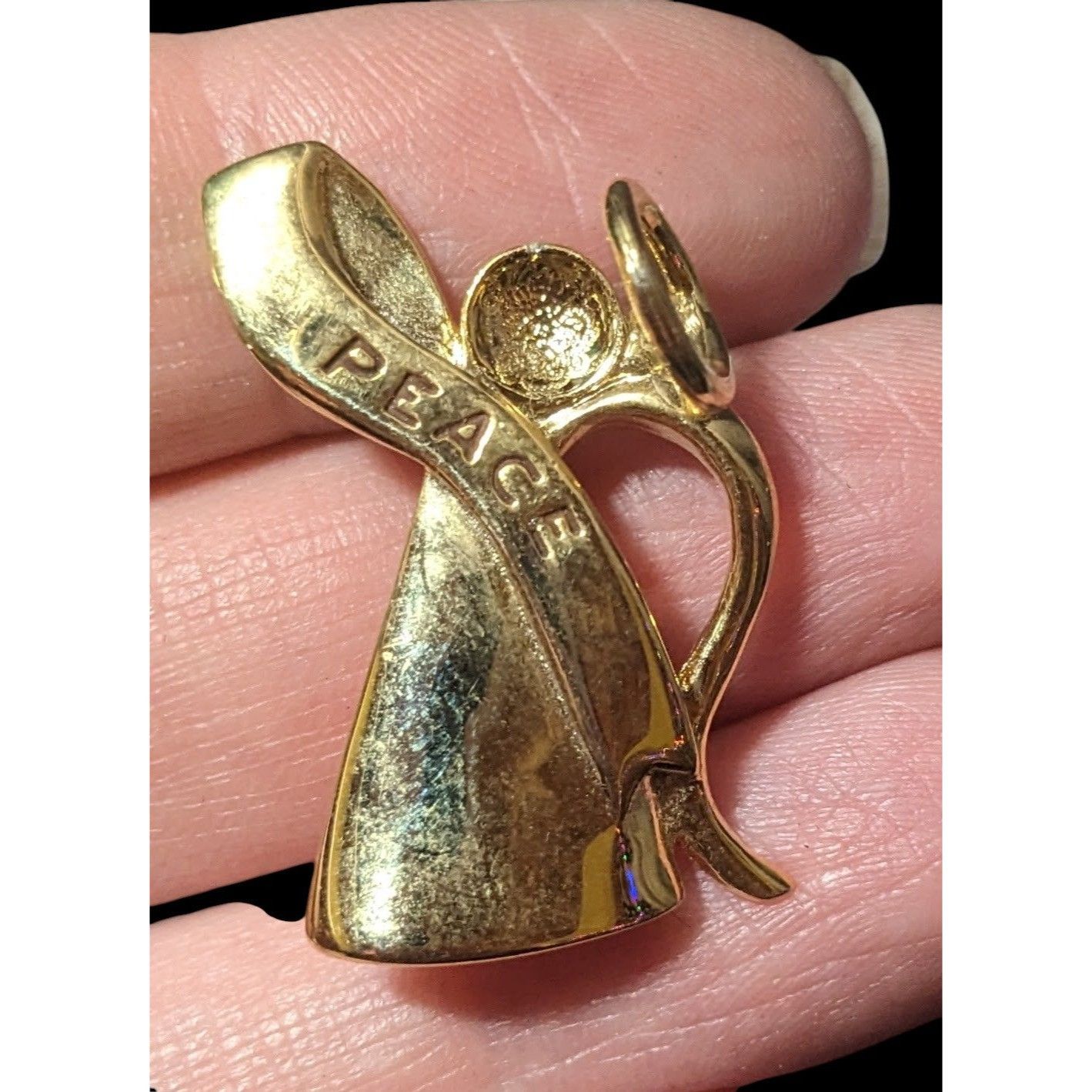 Other Peace Angel With Sash And Halo Gold Tone Brooch Size ONE SIZE - 1 Thumbnail