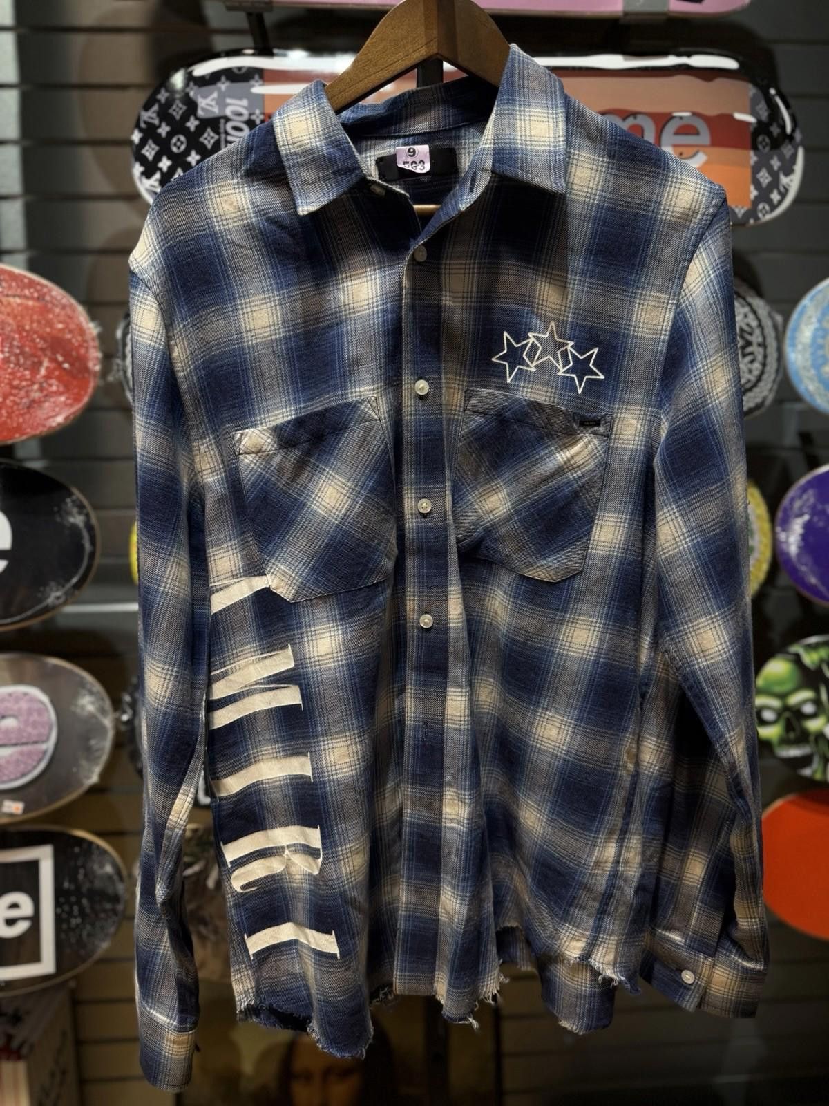 Amiri AMIRI Plaid Flannel Shirt Blue Black Star Men's Size Small Size US S / EU 44-46 / 1 - 4 Thumbnail