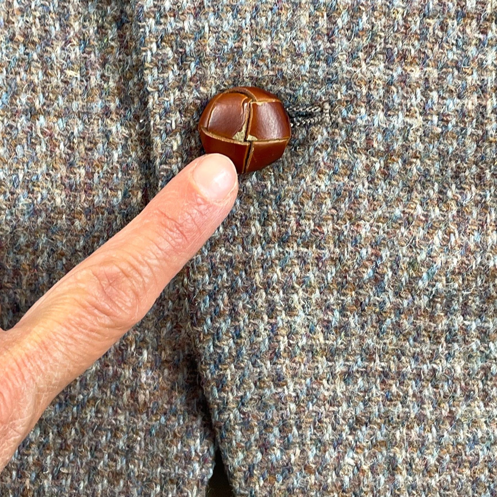 Harris Tweed VTG Harris Tweed Blazer Jacket Sport Coat Mens 42 Brown Blue Pure Wool USA Made Size 42R - 7 Thumbnail