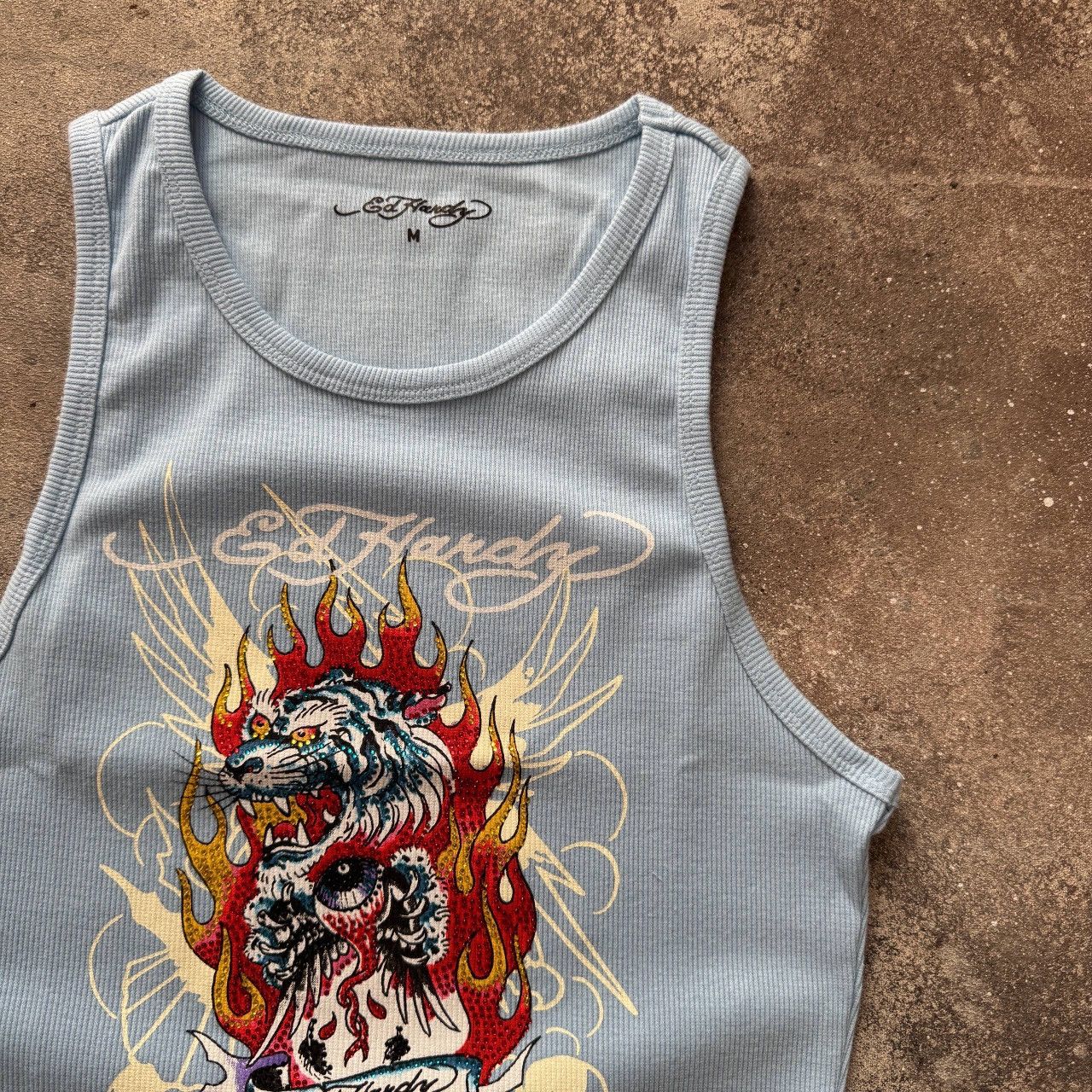 Ed Hardy Ed Hardy Y2K Tiger Printed Ribbed Tank Top Size M / US 6-8 / IT 42-44 - 4 Thumbnail