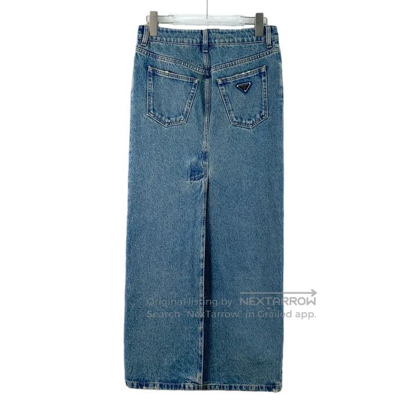 Prada Prada Blue triangle colour cotton washed denim skirt Size 25" / US 0 / IT 36 - 2 Thumbnail