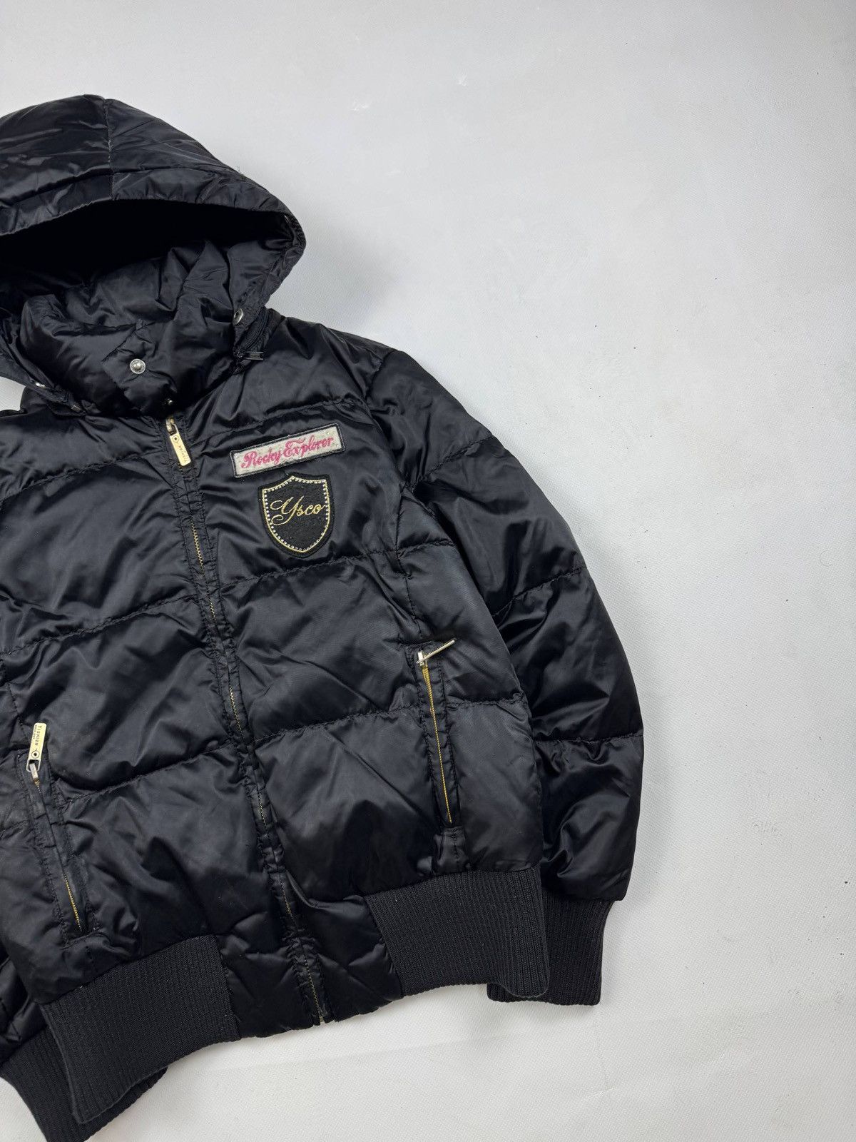 Other Vintage Yishion Black Puffer Jacket Hooded Zip Up Coat Size M / US 6-8 / IT 42-44 - 2 Thumbnail