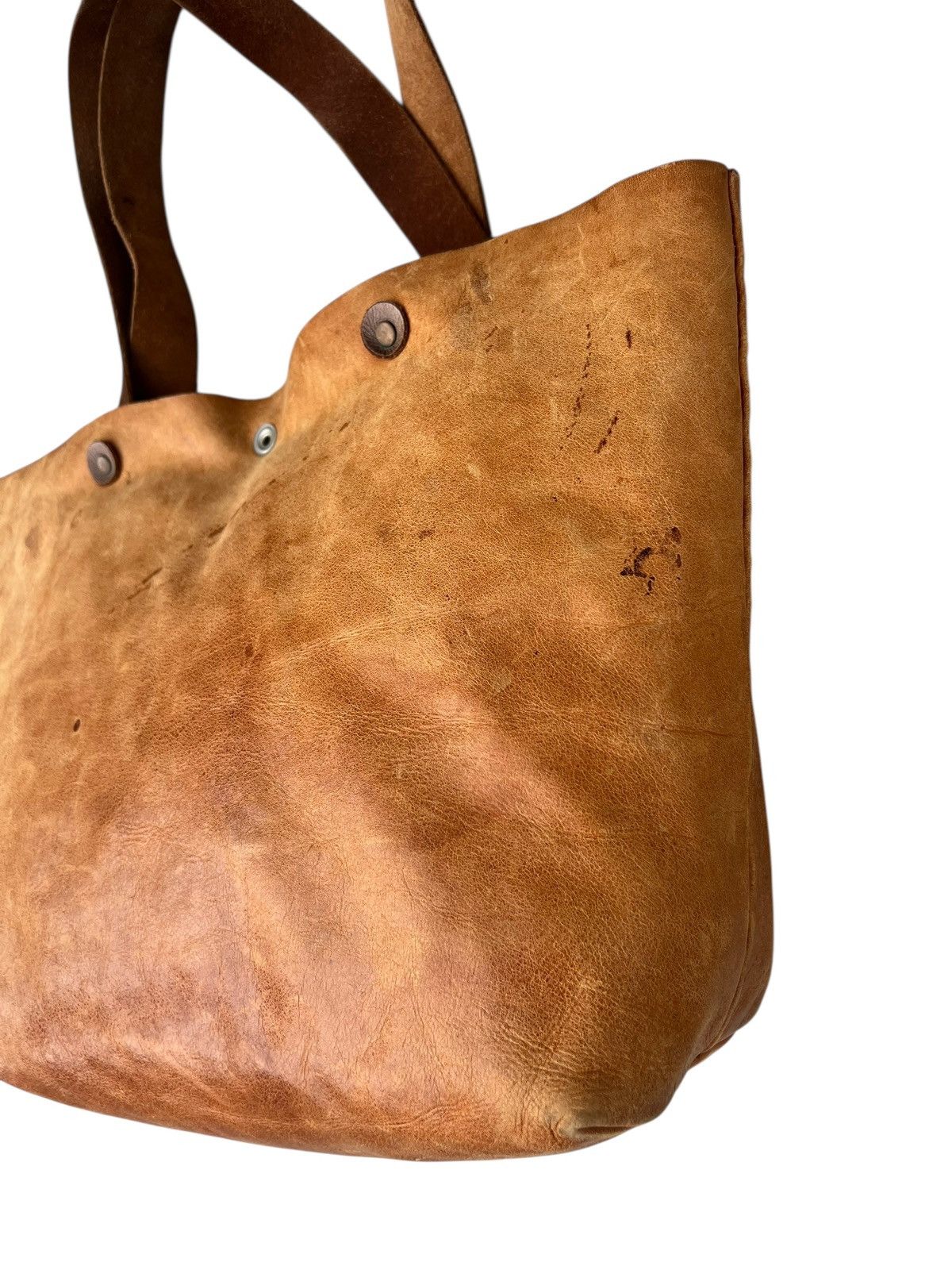 Leather Vintage Bia Baggio Japan Distressed Patina Leather Tote Bag Size ONE SIZE - 6 Thumbnail