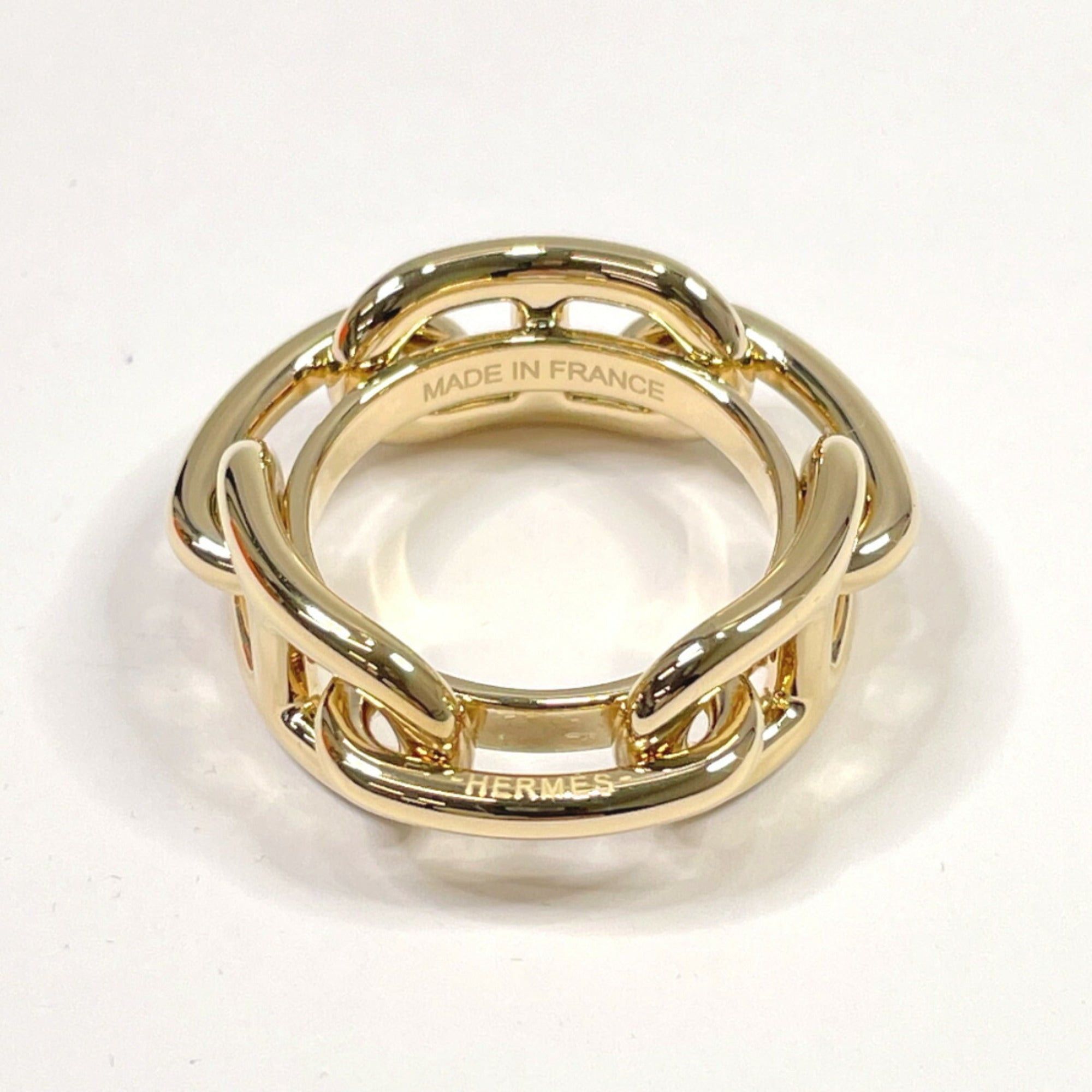image of Hermes Chaine D'ancre Scarf Ring Metal Unisex Gold in Black, Women's