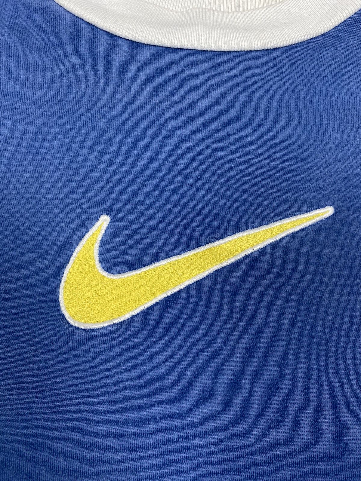 Nike × Vintage Vintage 90s Nike Big Logo Swoosh Drill y2k Tee Size US S / EU 44-46 / 1 - 6 Thumbnail