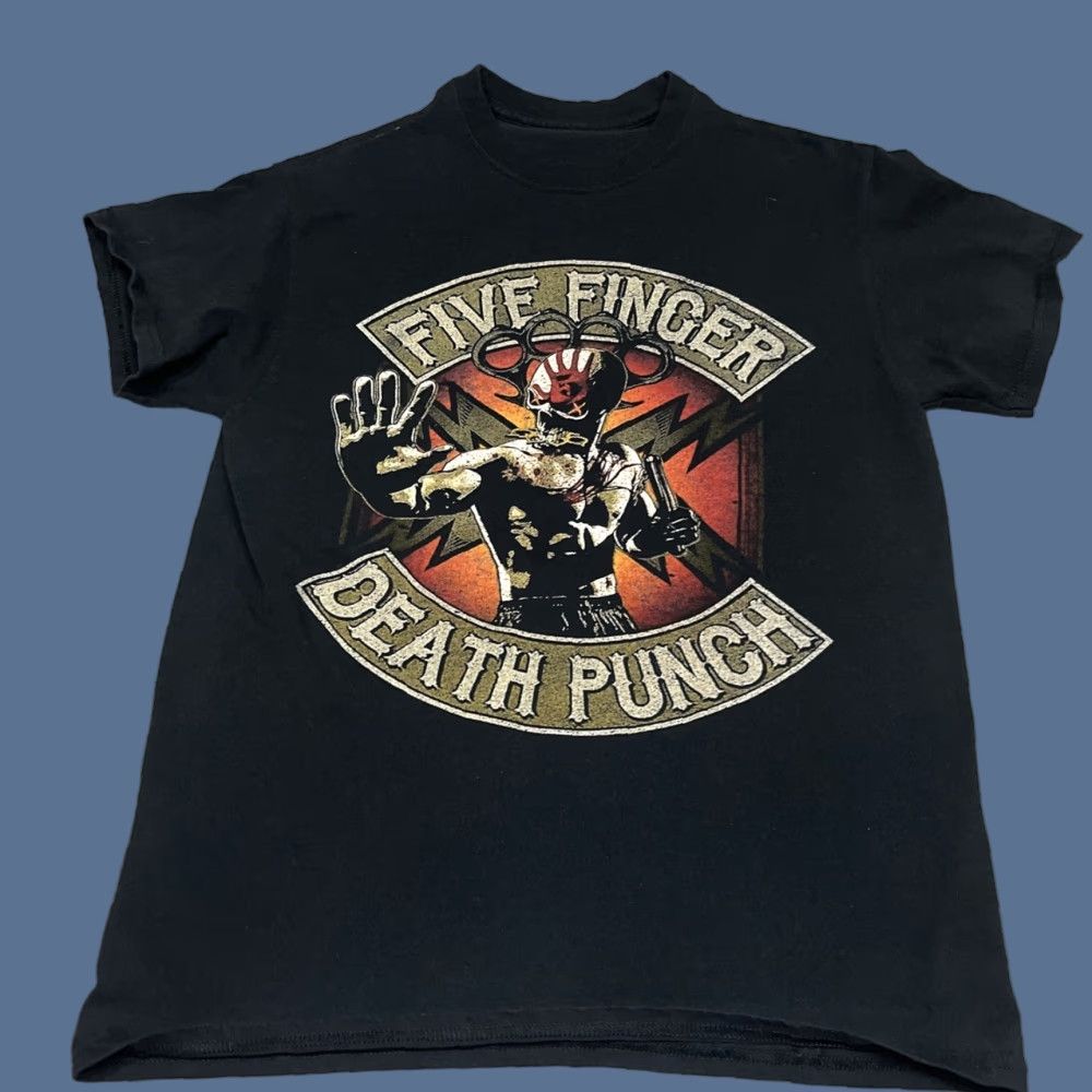 Vintage Five Finger Death Punch T-Shirt Men’s Medium Black Short Sleeve Crew Neck Logo 2019 Tour Rock Punk Metal Band Size US M / EU 48-50 / 2 - 1 Thumbnail