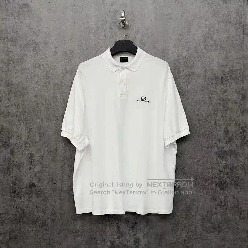 Balenciaga Embroidered Logo Short Sleeve Polo.