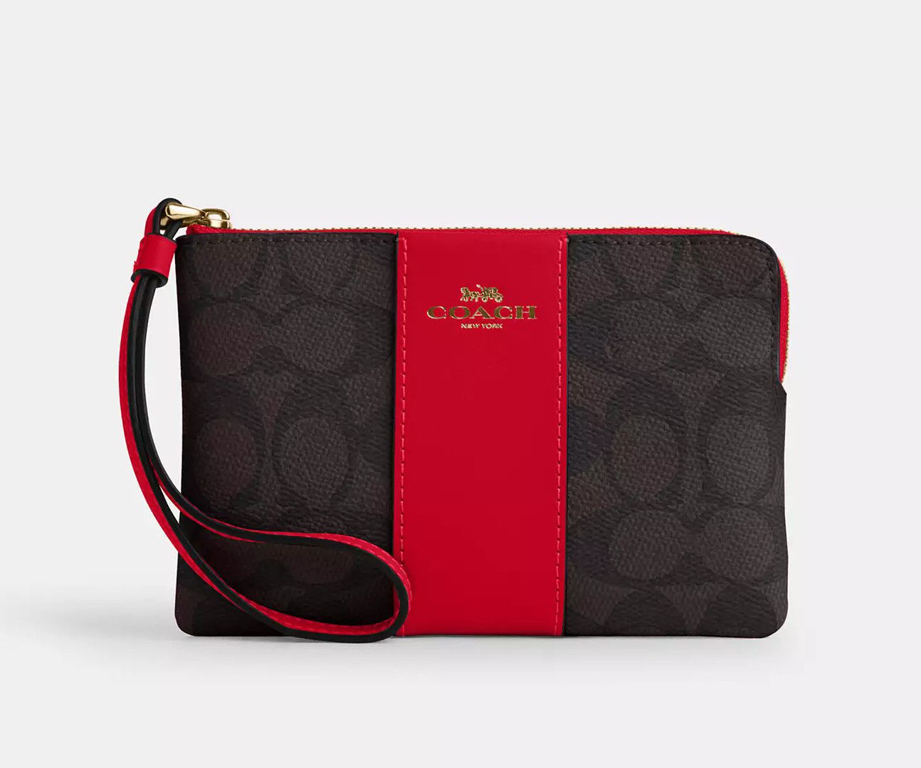 Coach Corner Zip Wristlet In Signature Canvas With Stripe CW854 Size ONE SIZE - 6 Thumbnail