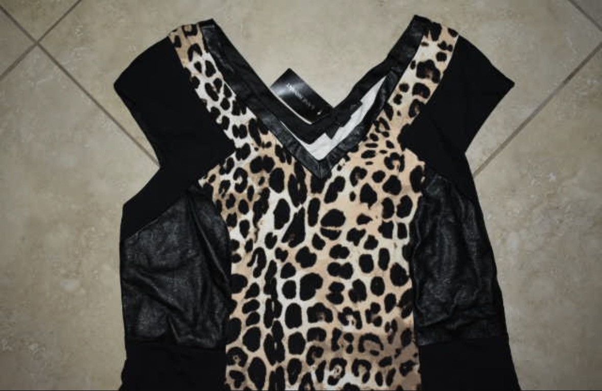 Other NWT Lane Bryant Cheetah Print Pleather Sleeveless Dress Size L / US 10 / IT 46 - 4 Thumbnail