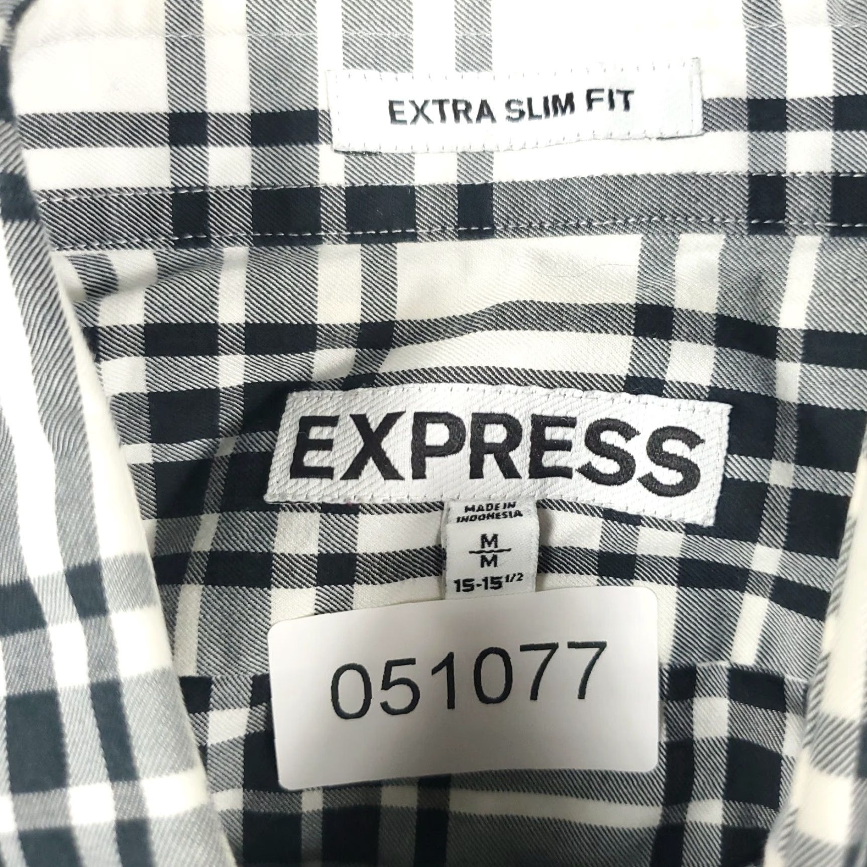 Express VINTAGE EXPRESS Shirt Mens Size Medium Gray Plaid Button-Up Long Sleeve Slim Fit Size US M / EU 48-50 / 2 - 6 Thumbnail