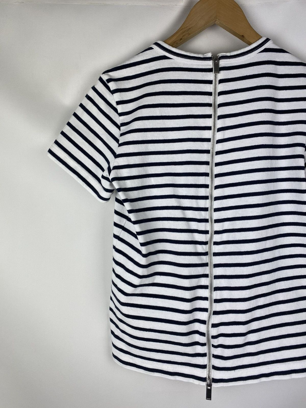 Japanese Brand × Sacai Sacai ladies striped back zip chest pocket t shirt size 3 Size L / US 10 / IT 46 - 13 Thumbnail