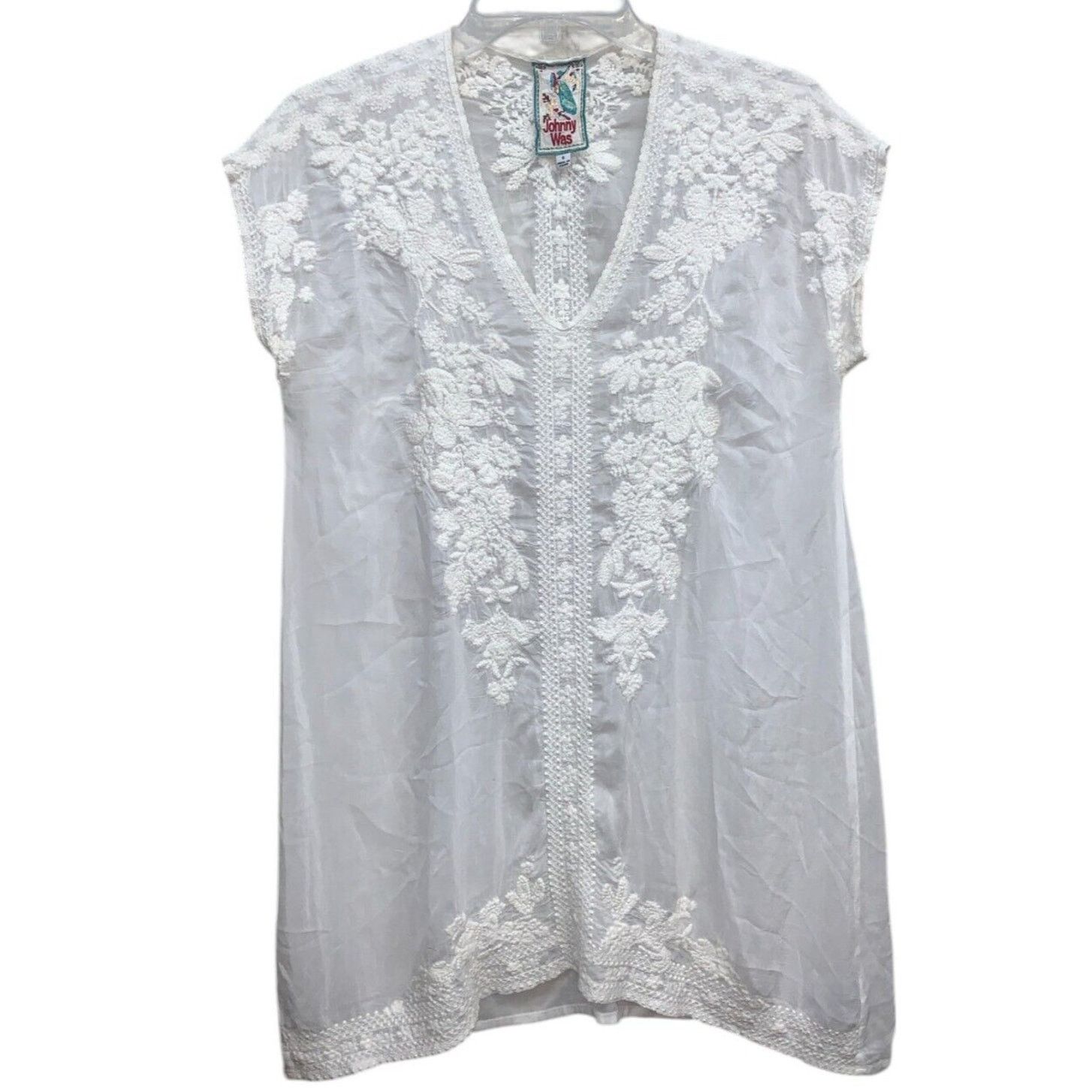 Johnny Was Johnny Was Boho Tunic Womens L White Embroidered Sleeveless Size S / US 4 / IT 40 - 1 Thumbnail