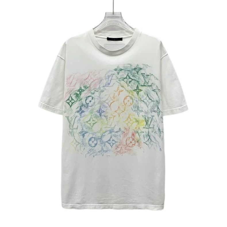 Louis Vuitton Louis Vuitton White logo printed cotton crew neck short sl Size US L / EU 52-54 / 3 - 1 Thumbnail