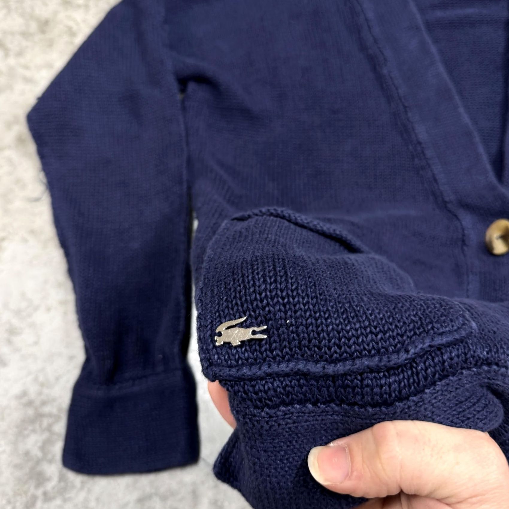 Lacoste Lacoste Cardigan Sweater Womens S Navy Button Front Pockets Knit V-Neck 34 Blue Croc Logo Size S / US 4 / IT 40 - 2 Thumbnail