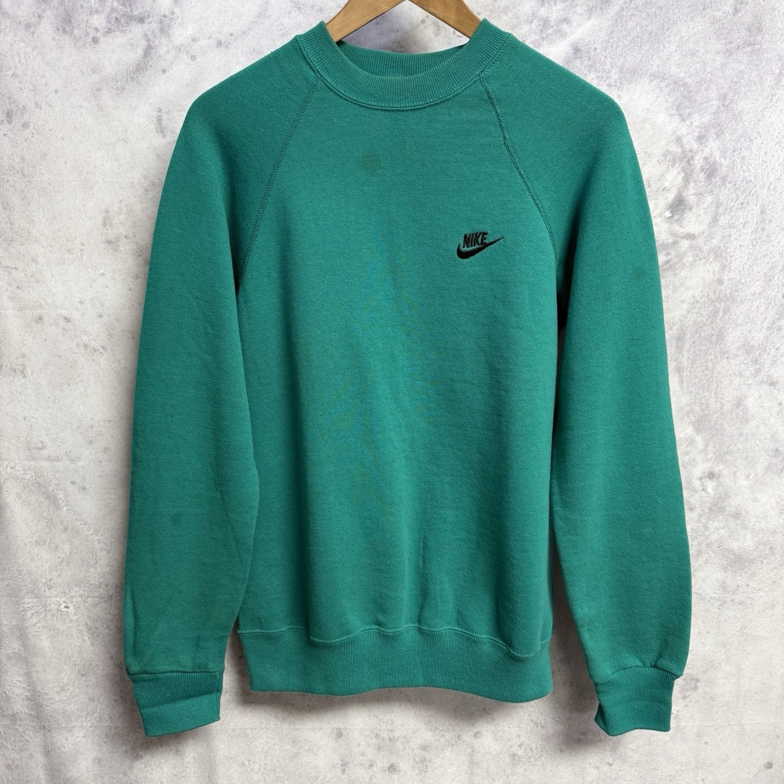 Nike Vintage 80s 90s Nike Crew Neck Teal Green Raglan Sweatshirt Size US M / EU 48-50 / 2 - 1 Thumbnail