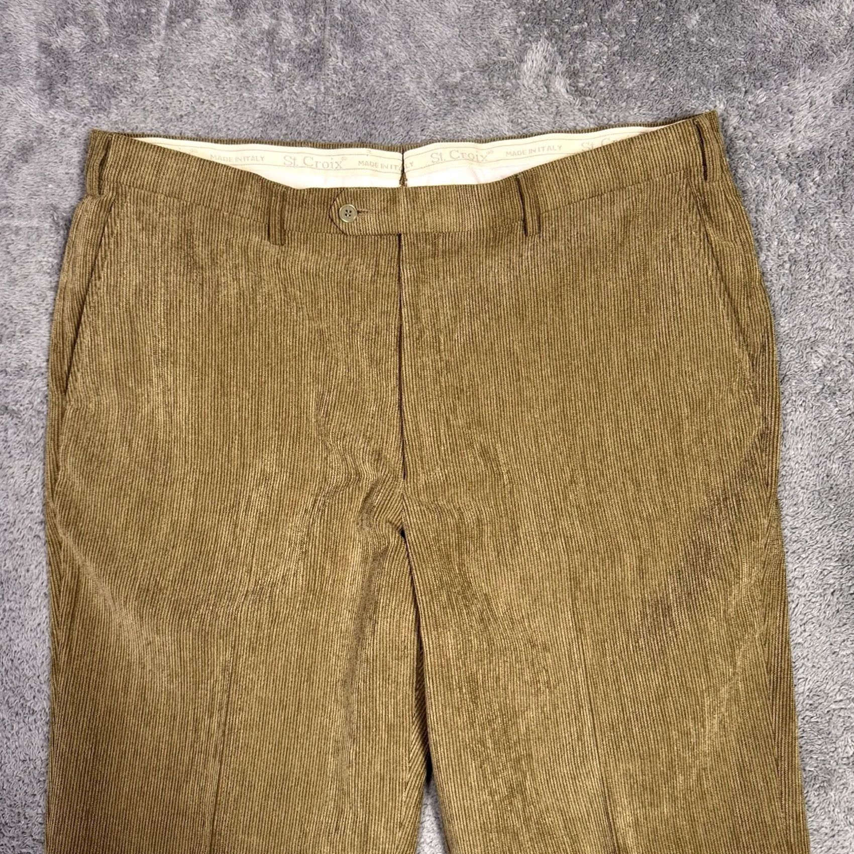 Vintage St Croix Corduroy Pants Mens 42x32 Wool Blend Dress Trousers Cuffed Pleat Italy Size US 42 / EU 58 - 3 Thumbnail