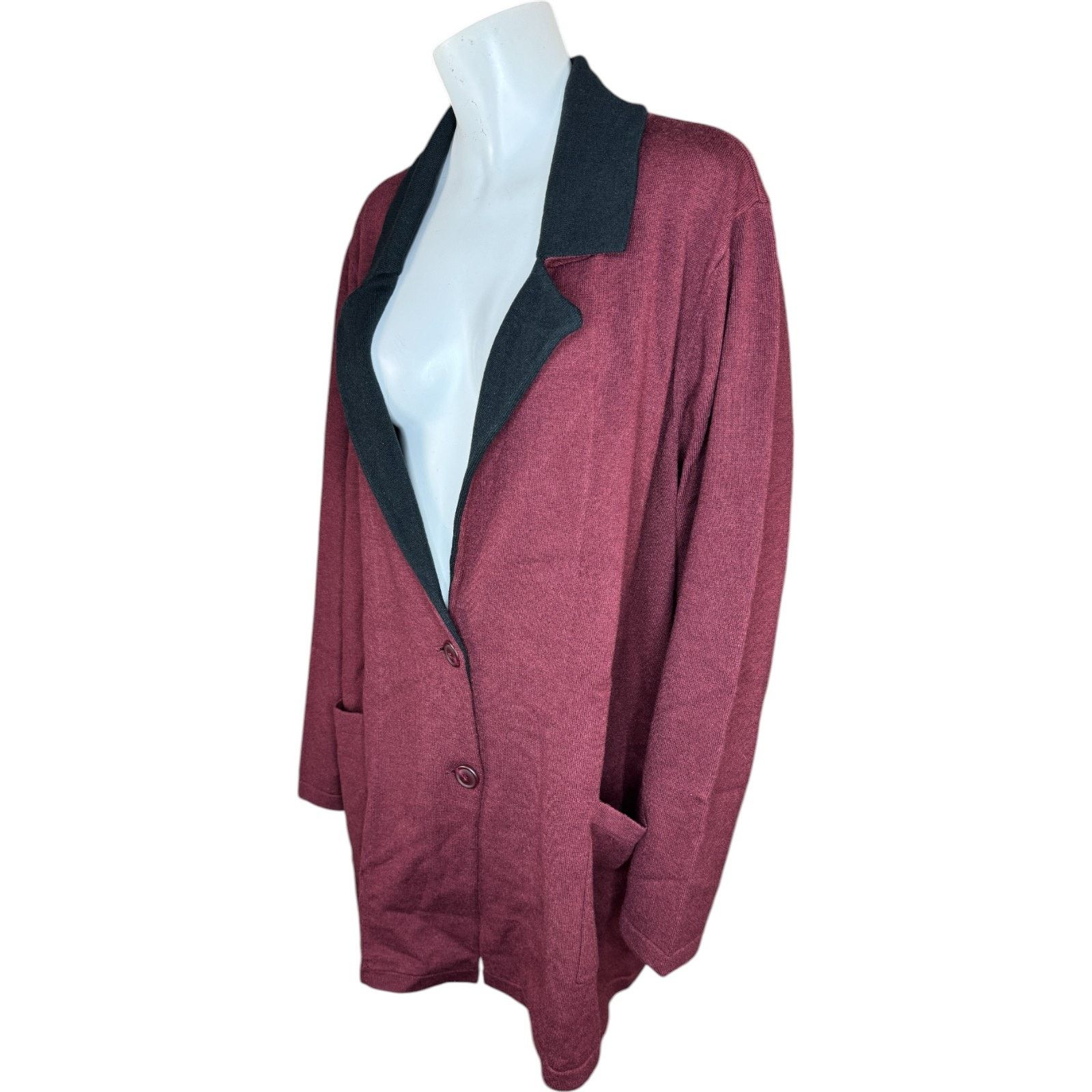 Jason Wu J Jason Wu Double Knit Jacket Wine 3X Pockets Size 3XL / US 20-22 - 5 Thumbnail