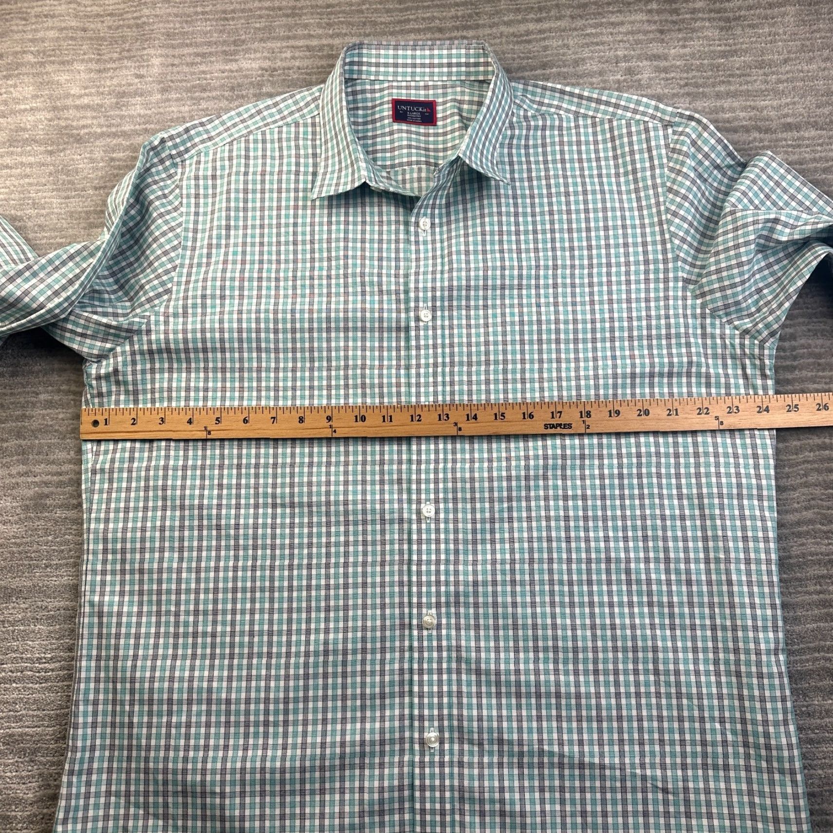 UNTUCKit UNTUCKit Shirt Mens XL Green Gingham Plaid Check Button-Up Long Sleeve Casual Workwear Cotton Wrinkle Free Size US XL / EU 56 / 4 - 8 Thumbnail