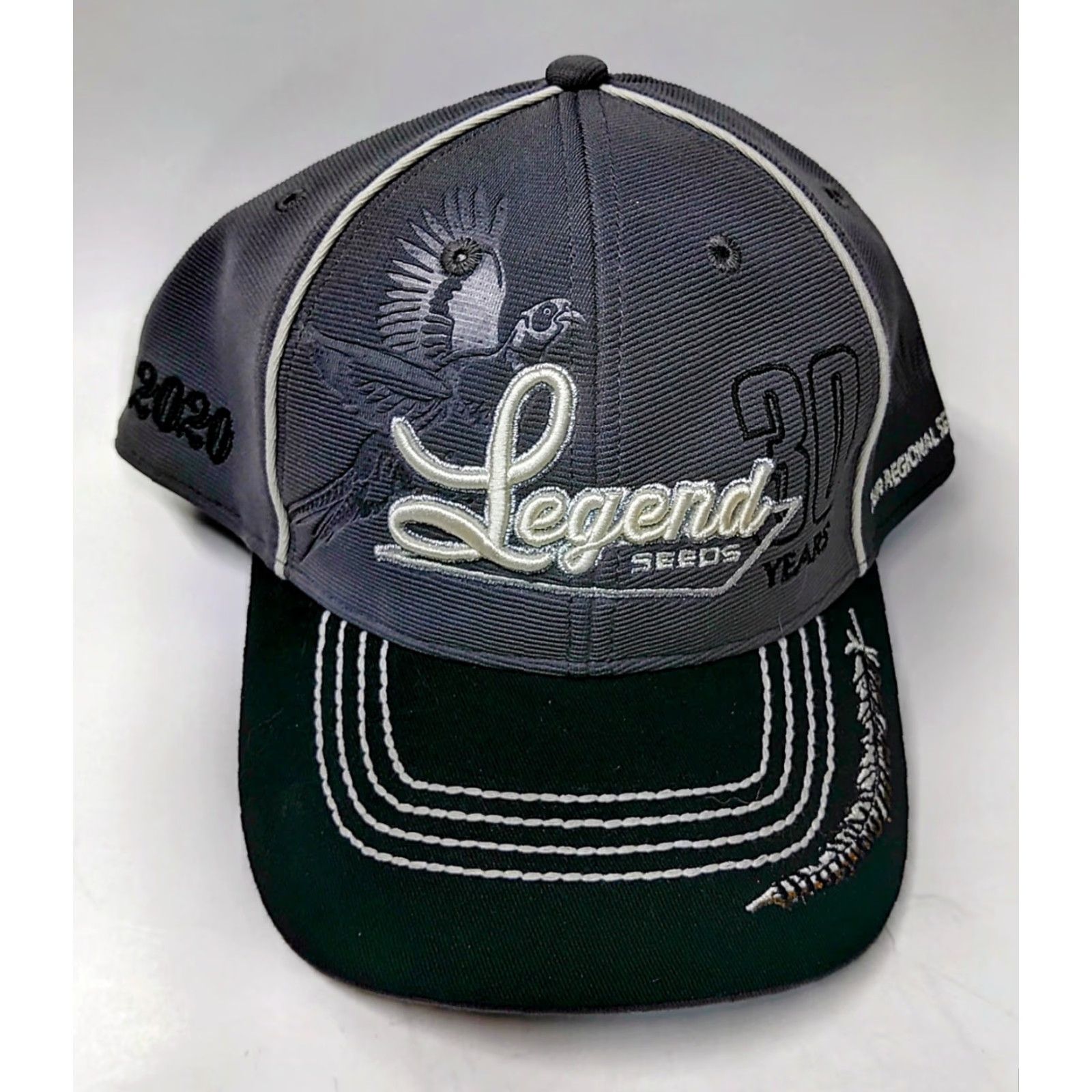 Vintage Legend Seeds Hat Baseball Cap Men Adjustable Gray 90s USA Farm Pheasant Display Canvas Cotton Polyester Size ONE SIZE - 2 Thumbnail