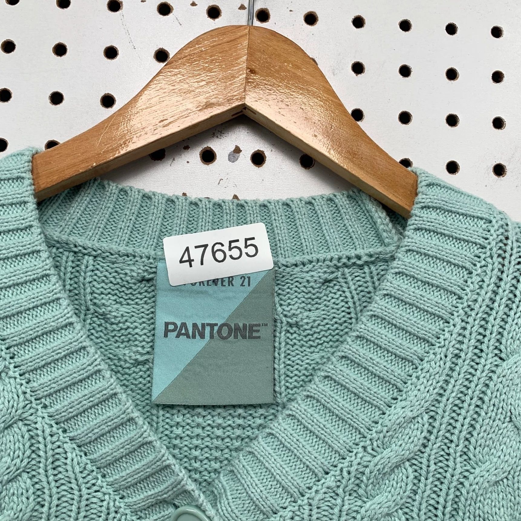 Forever 21 FOREVER 21 Cardigan Sweater Womens S Green Cable Knit Cropped V-Neck Knit - Pullover, Casual, Fall Winter, Solid Pattern Size S / US 4 / IT 40 - 3 Thumbnail