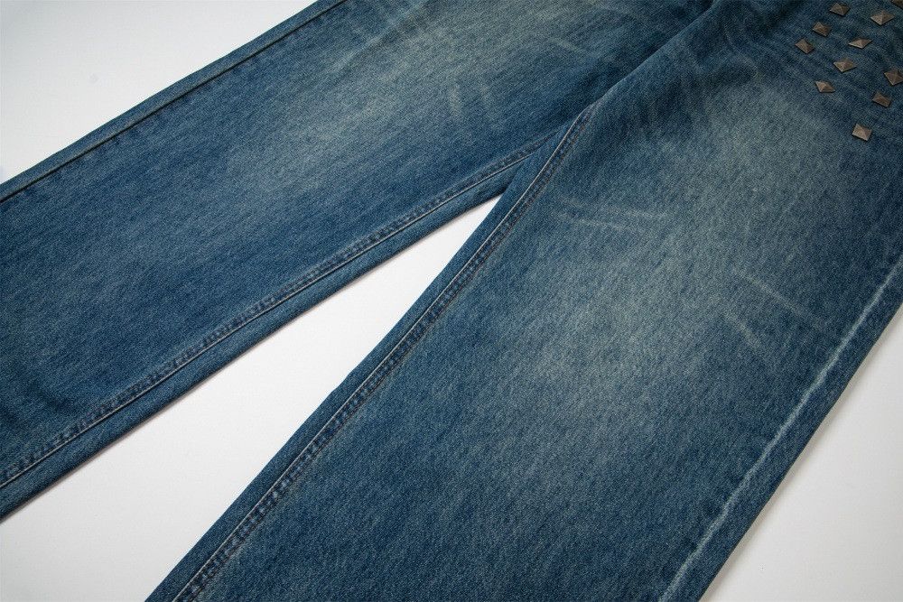 Jean Men's metal rivet washed distressed hippie trend jeans y2k Size US 32 / EU 48 - 4 Thumbnail