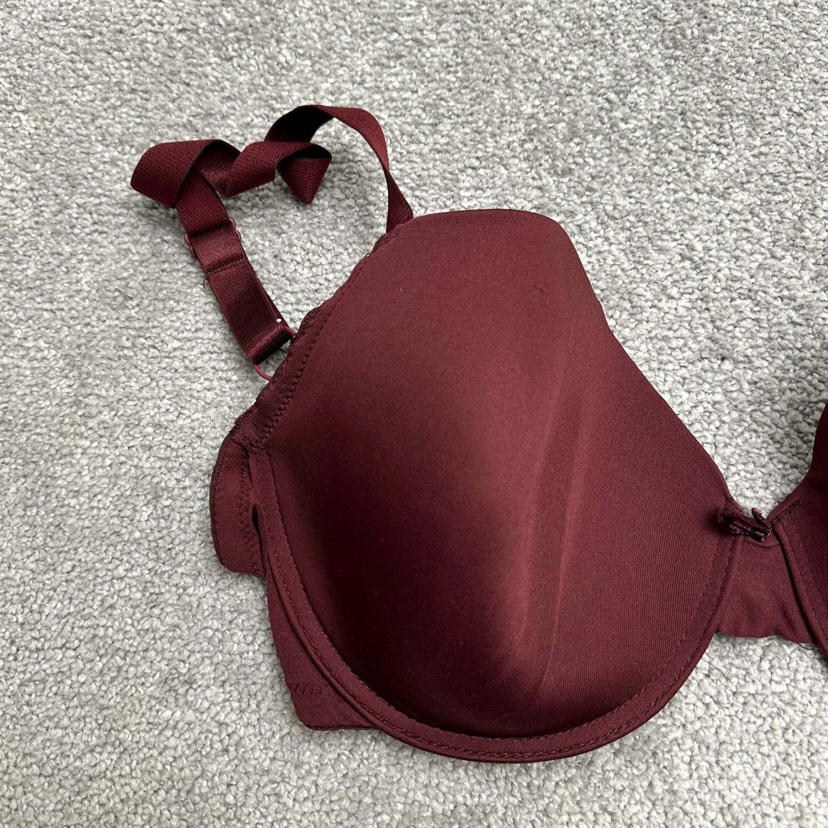 Vintage VINTAGE Prima Valentina Push Up Bra Women 38DD Maroon Padded Underwired Adjustable Strap 38DD Red Womens Bra Size ONE SIZE - 4 Thumbnail