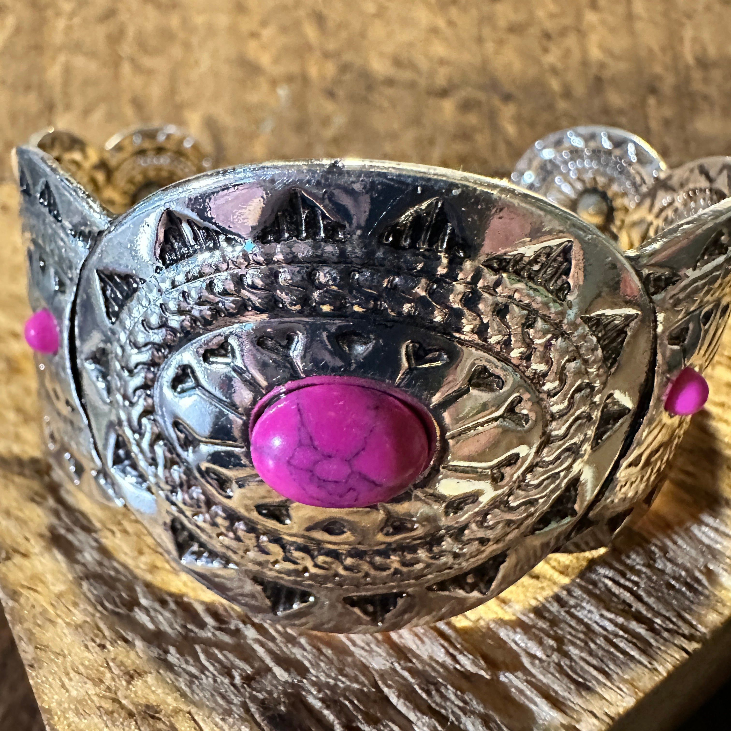 Other Vintage Bohemian Southwest Cowgirl Cuff Bracelet with Pink G Size ONE SIZE - 5 Thumbnail