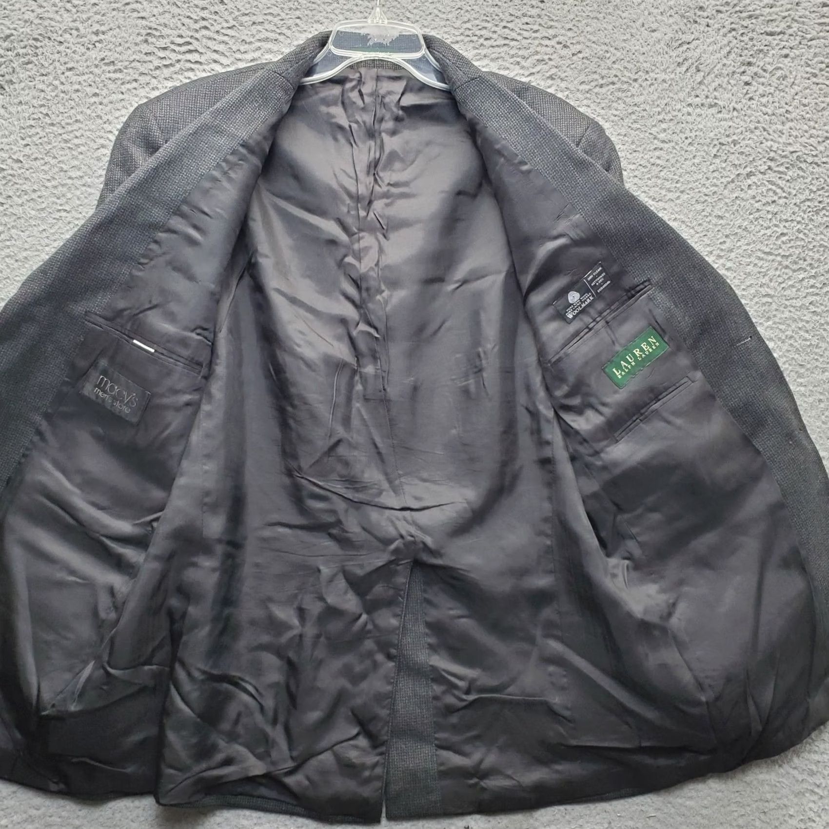 Ralph Lauren Ralph Lauren Blazer Jacket Mens Black Wool Notch Lapel Single-Breasted 2 Button - 44 - Chest 21" - Length 30.75" - Vintage: No - Regular Fit - Mens Size 44R - 7 Thumbnail