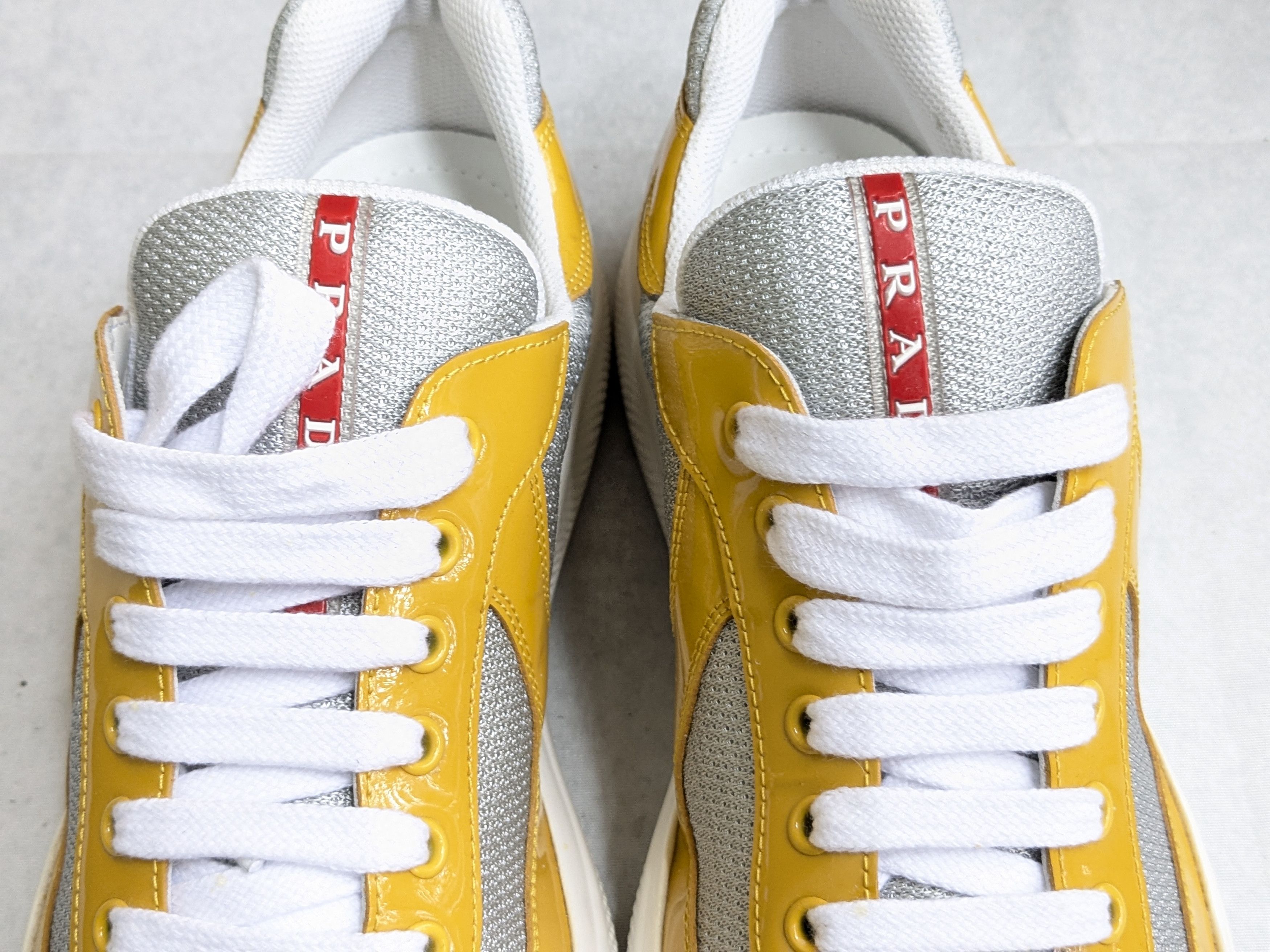 Prada America's Cup Yellow 9.5 Low Top Patent Leather