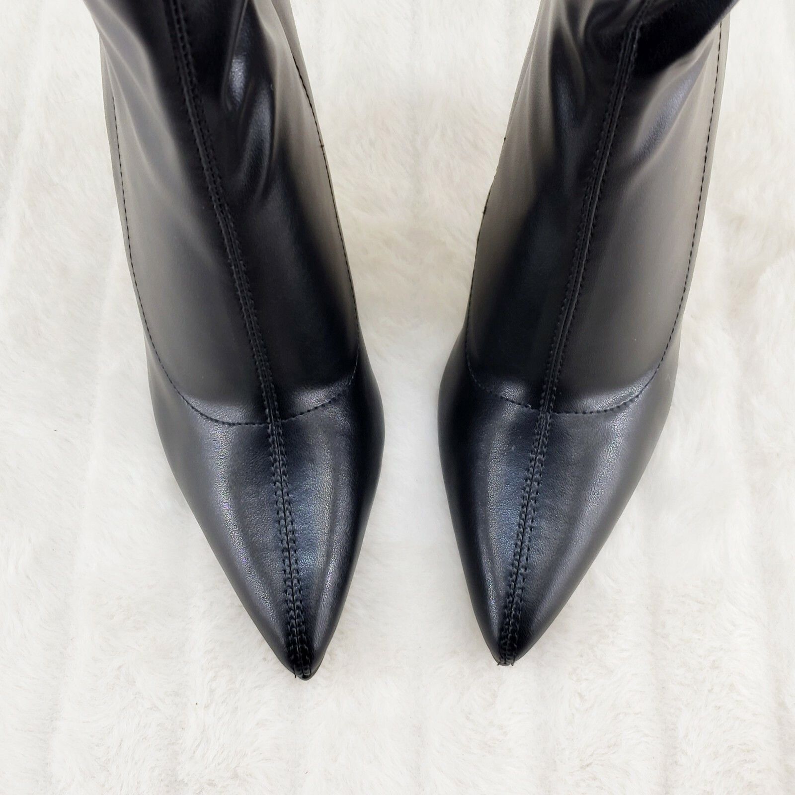Other 5" Geo Deco High Heel Black Stretchy Pointy Toe Ankle Boots Size US 8 / IT 38 - 7 Thumbnail