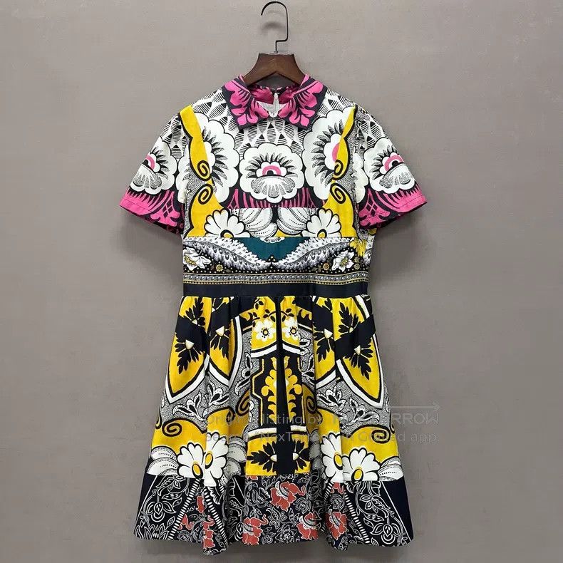 Valentino Valentino Mulberry silk color-blocking pattern dress Size S / US 4 / IT 40 - 3 Thumbnail