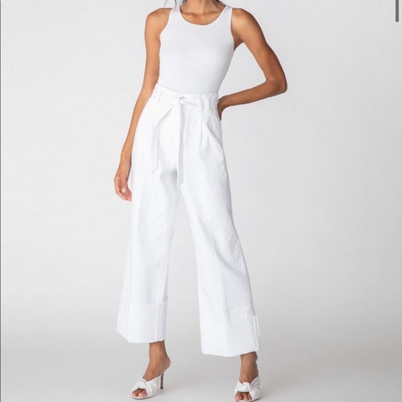 J Brand J Brand | White Louisa High Rise Tie Waist jeans | Size 32 Size 32" / US 10 / IT 46 - 1 Thumbnail