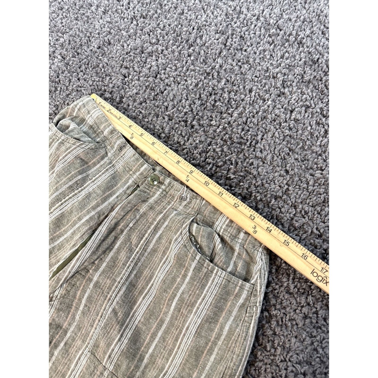 Vintage VINTAGE Marla Kim Linen Pants Womens 28x20 Cropped Capri Green Stripe 90s Pants Size 28" / US 6 / IT 42 - 5 Thumbnail