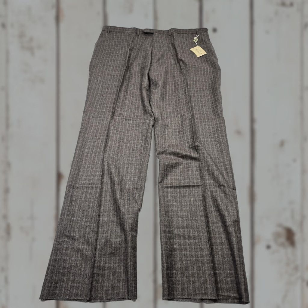 Ralph Lauren VTG Ralph Lauren Dress Pants Mens 46x36 Brown Wool Flat Front Check NWT Unhemmed Size US 30 / EU 46 - 1 Thumbnail