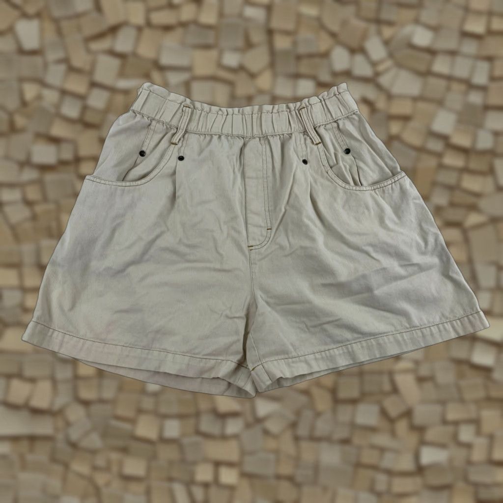 New Republic Republic Shorts Women's Large Tan Vintage Denim High Rise Pull on 100% Cotton Chino Casual Size 28" / US 6 / IT 42 - 1 Thumbnail