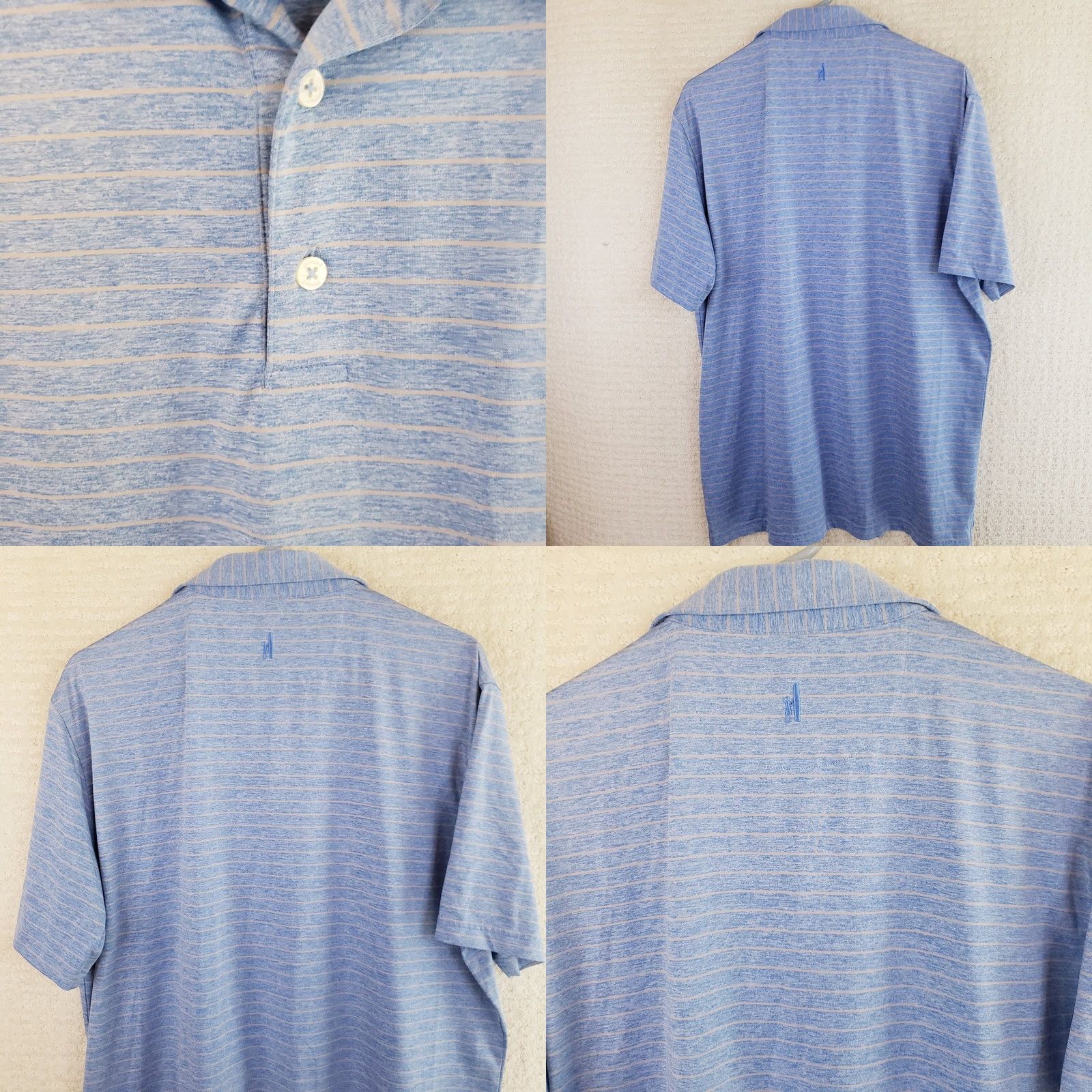 johnnie-O VINTAGE Johnnie-O Polo Shirt Men L Short Sleeve Blue Stripe with Pocket Logo Size US L / EU 52-54 / 3 - 8 Thumbnail