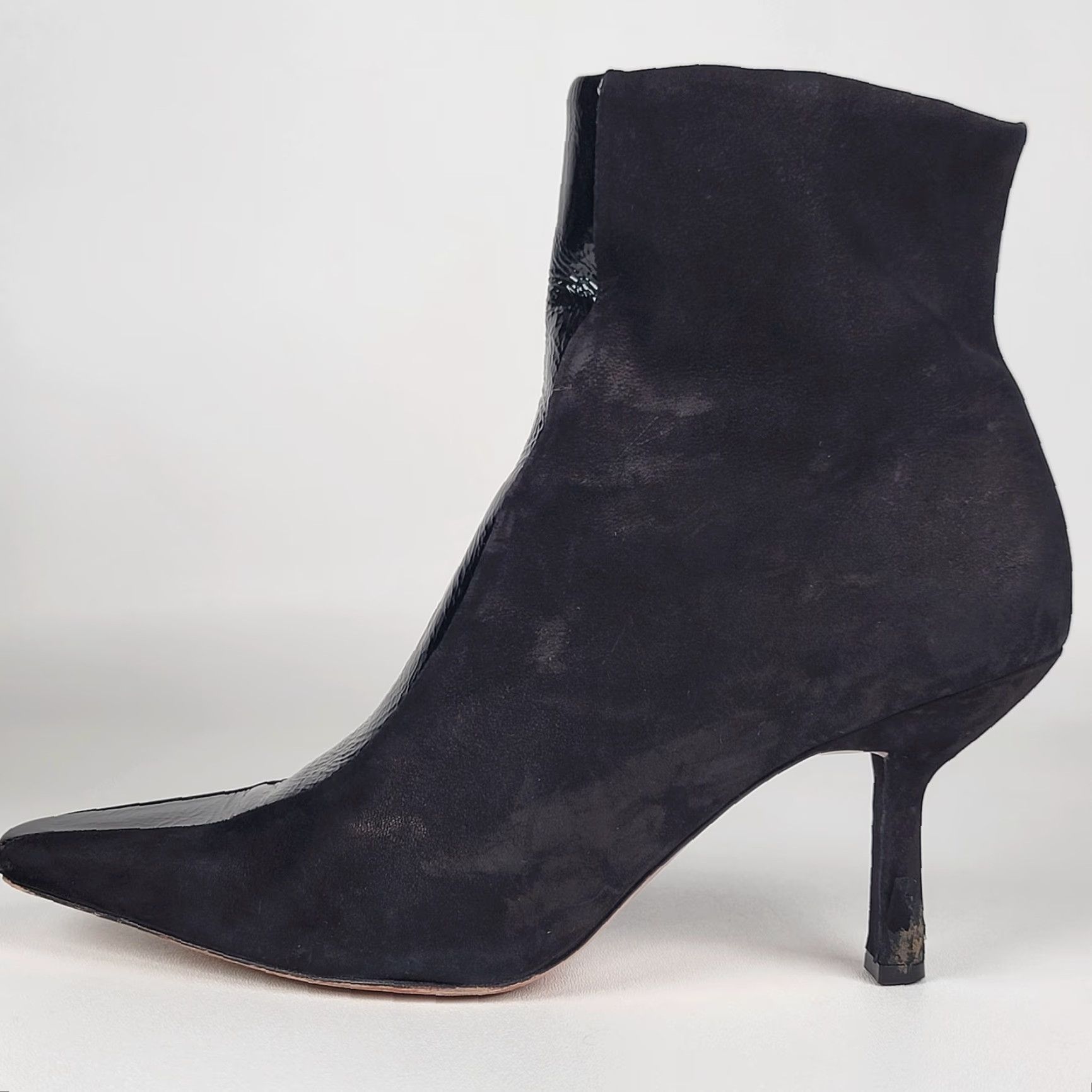 SCHUTZ Schutz Bootie Women Black Leather Size 10 Ankle Zip Pointed Toe Stiletto Heel 2-2.9in Leather Lining Comfort Casual Vintage: No Size US 10 / IT 40 - 6 Thumbnail