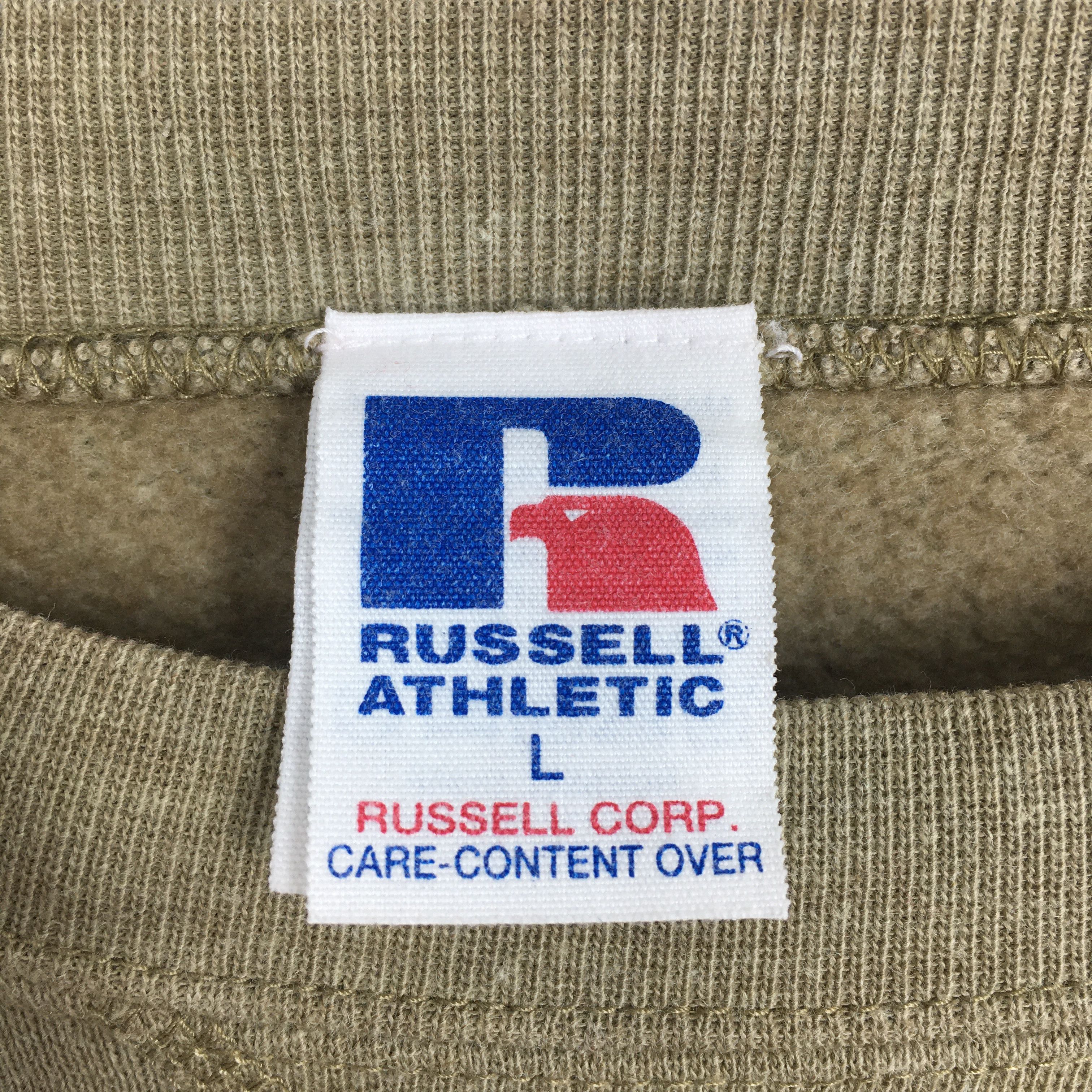 Russell Athletic × Vintage Vintage 90s Russell Athletic Beige Faded Sweatshirt Large Size US L / EU 52-54 / 3 - 4 Thumbnail