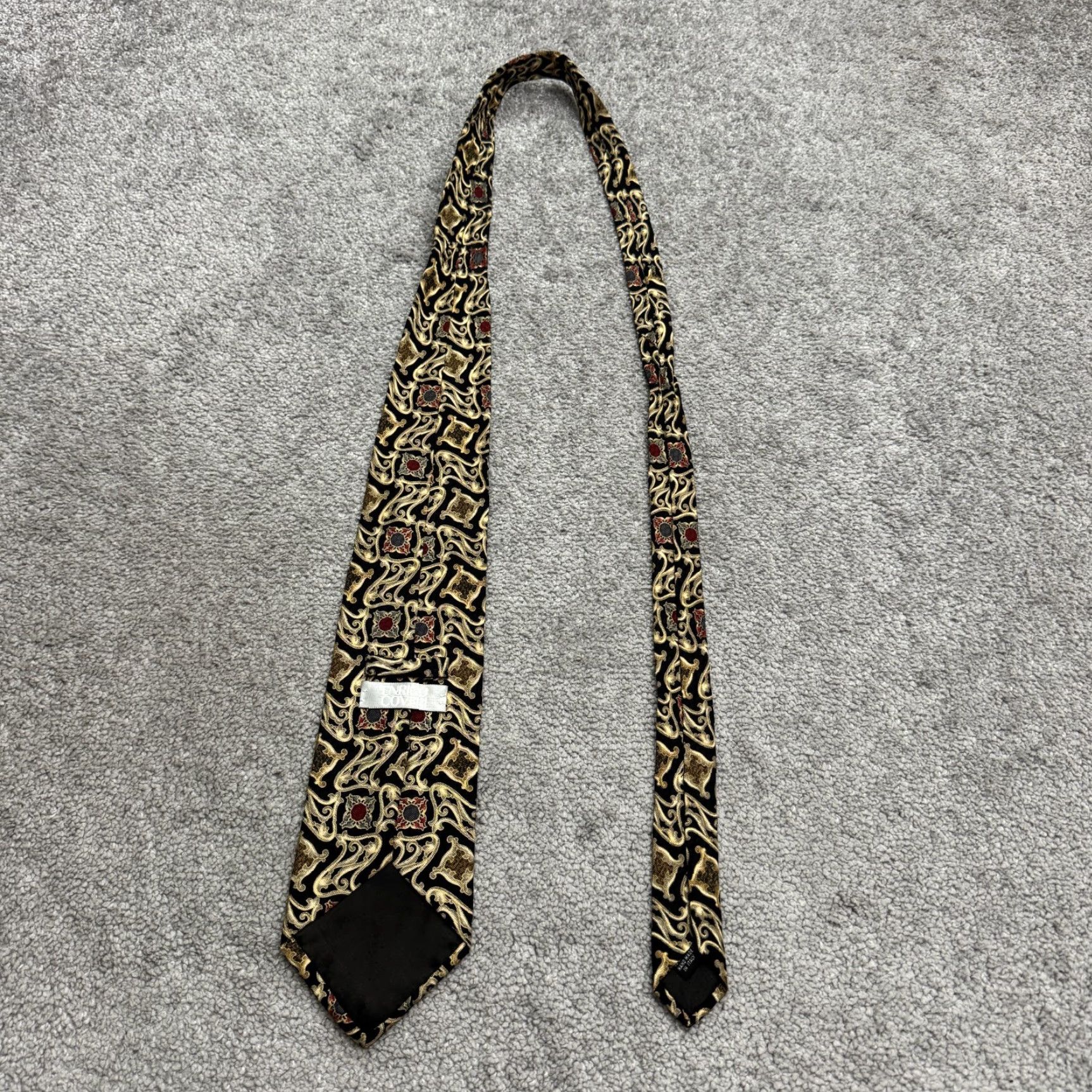 Vintage VINTAGE Enrico Coveri Tie Geometric Silk Mens Classic 57-60 length Black Gold Italy Mens Accessories Size ONE SIZE - 2 Thumbnail