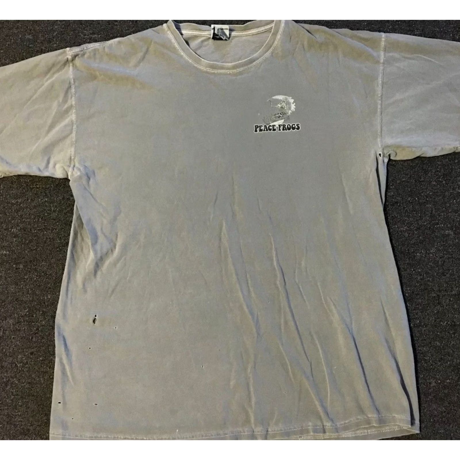 Vintage VINTAGE Peace Frogs Shirt XL Gray Distress Surf Grunge 90s Funny T-Shirt Mens XL Surf & Skate Graphic Tee Size US XL / EU 56 / 4 - 2 Thumbnail