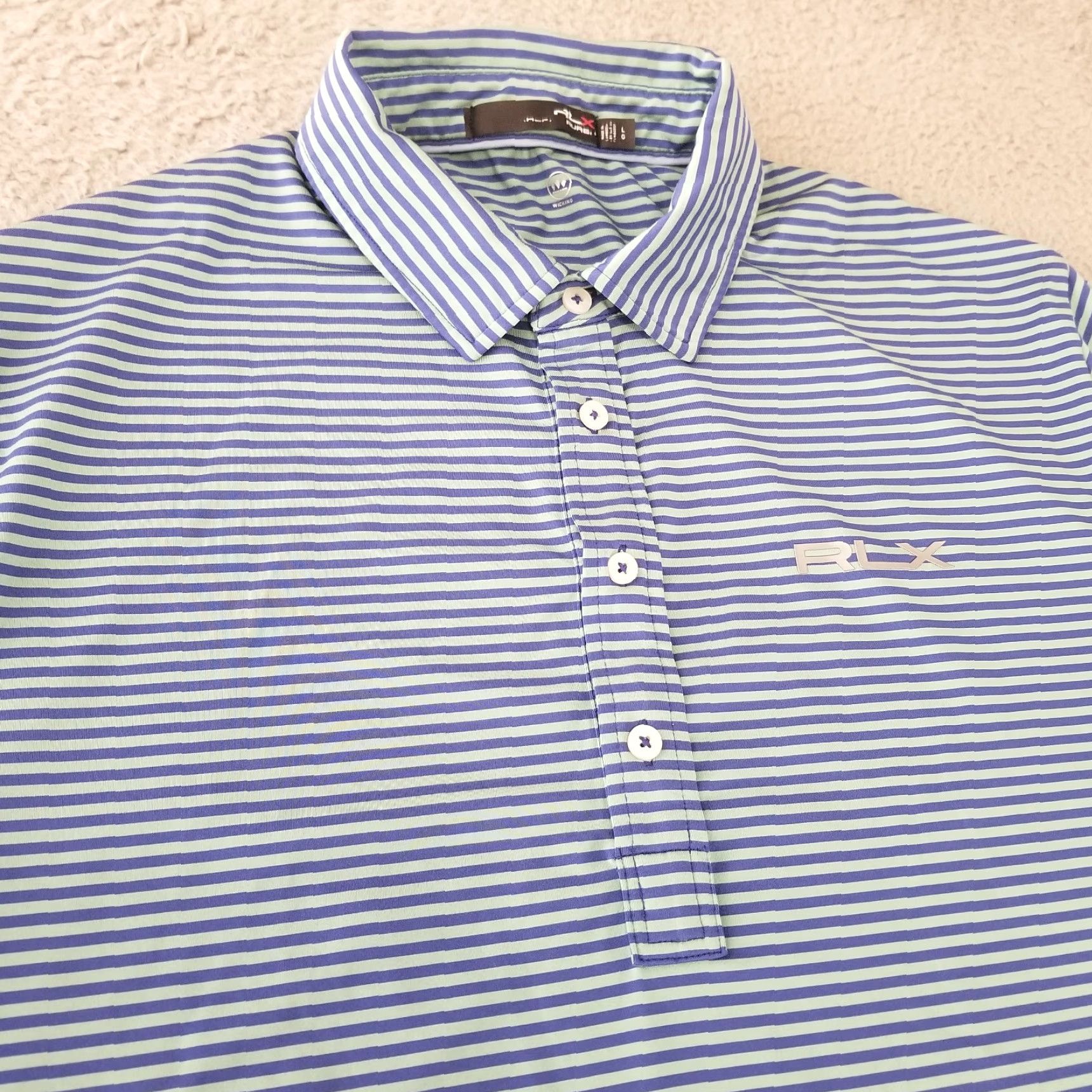 RLX Ralph Lauren RLX Ralph Lauren Polo Shirt Adult Large Blue Green Stretch Golf Performance Mens Size US L / EU 52-54 / 3 - 7 Thumbnail