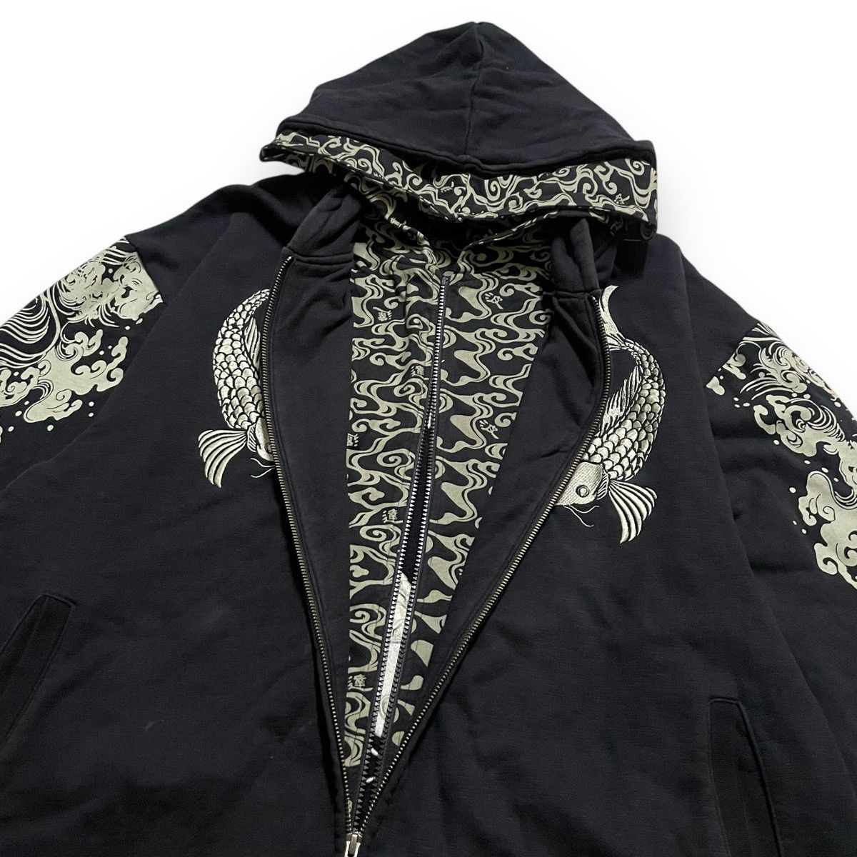 Karakuri Tamashii Vintage Double Layer Hooded Koi Fish Zipper Size US XL / EU 56 / 4 - 6 Thumbnail