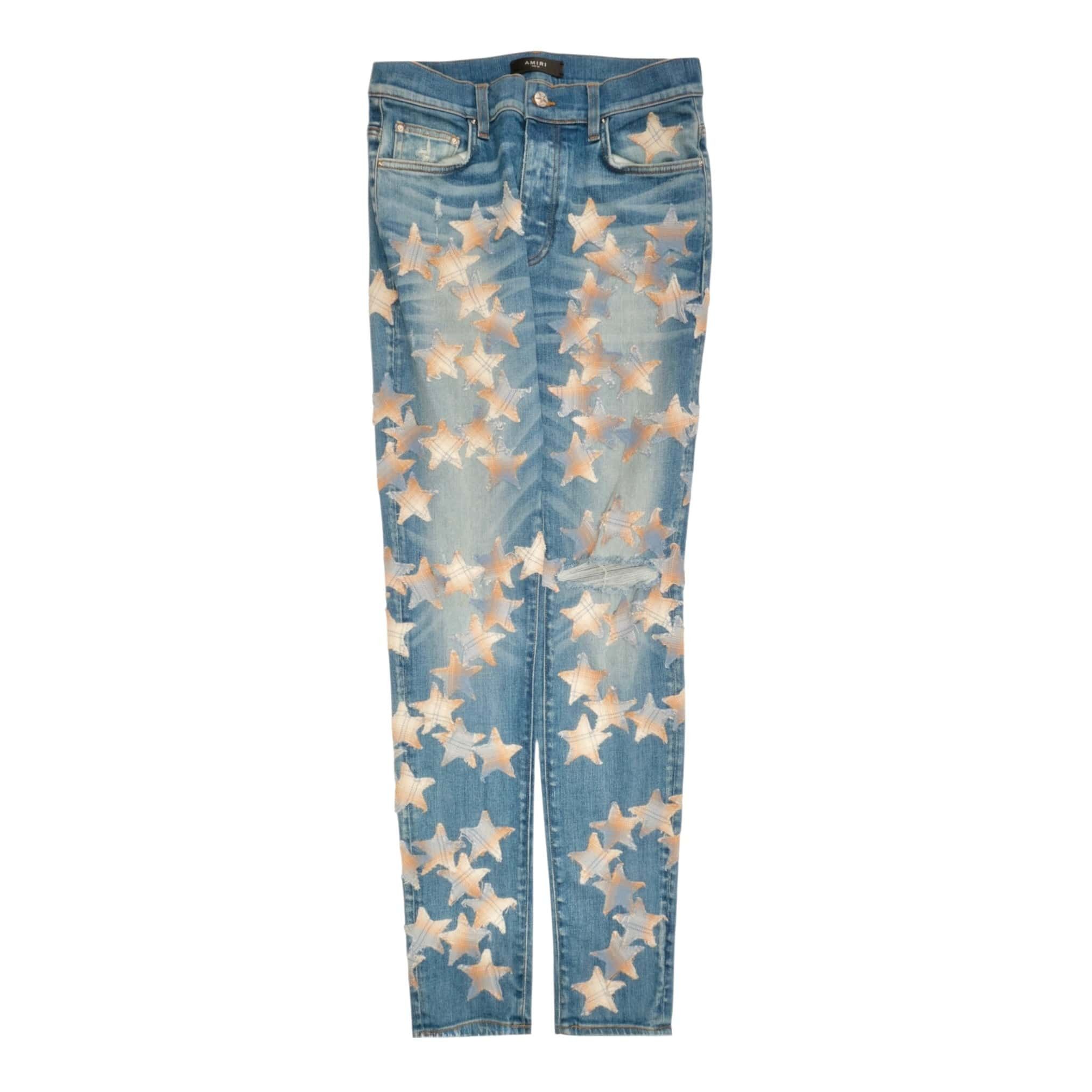 Amiri Amiri X Chemist Orange Leather Star Patch Jeans | Grailed