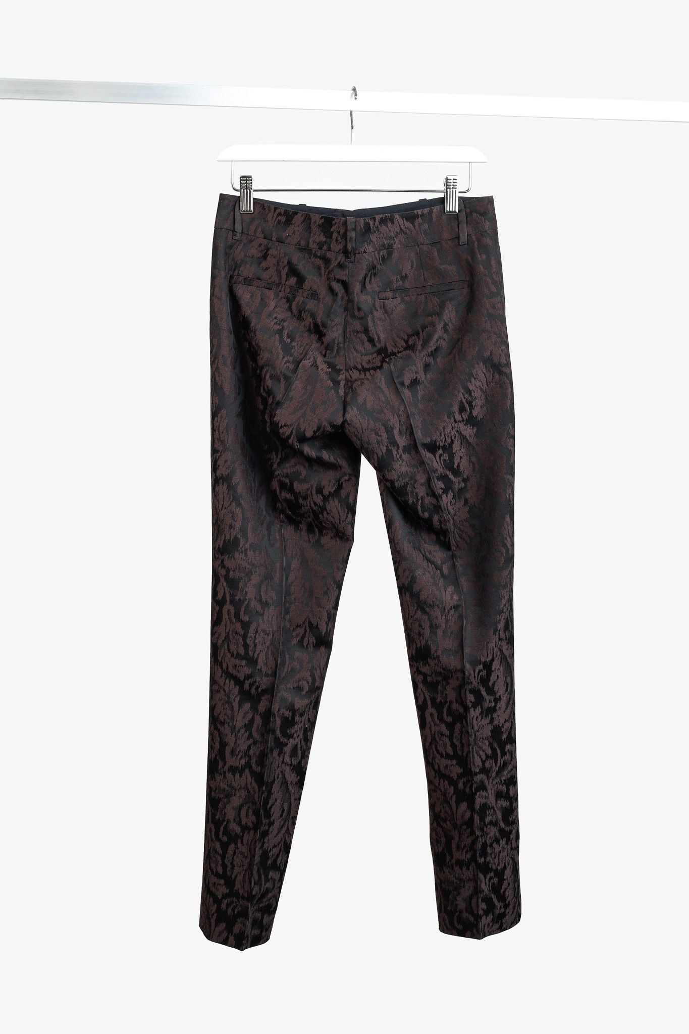 Gucci Gucci AW/12 Burgundy Floral-Jacquard Holiday Pants Size 30" / US 8 / IT 44 - 2 Thumbnail