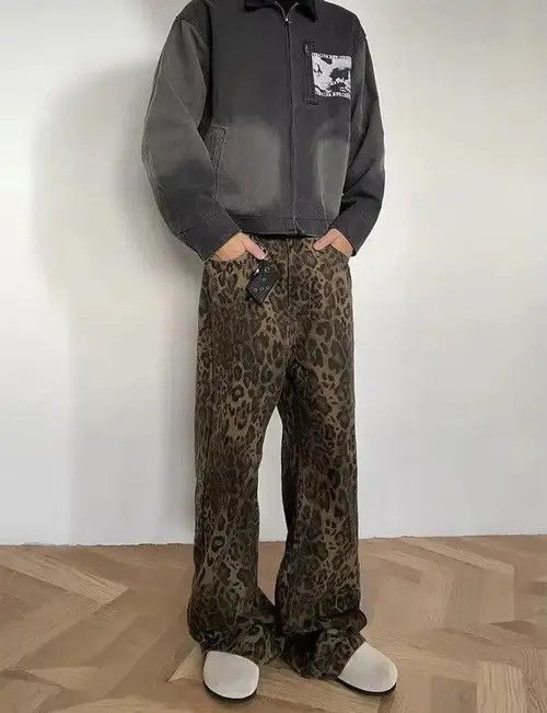Jean Vintage Brown Leopard Print Straight Leg Jeans Size US 32 / EU 48 - 5 Thumbnail