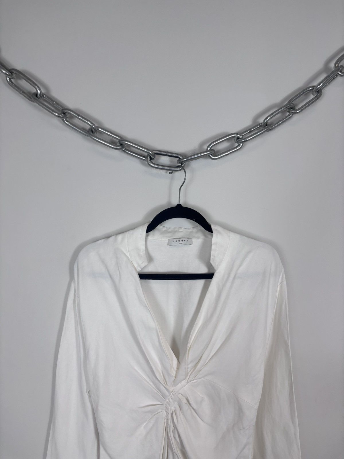 Sandro Sandro Paris NWT Ecru White Wrap Viscose Linen Mini Dress Size S / US 4 / IT 40 - 2 Thumbnail