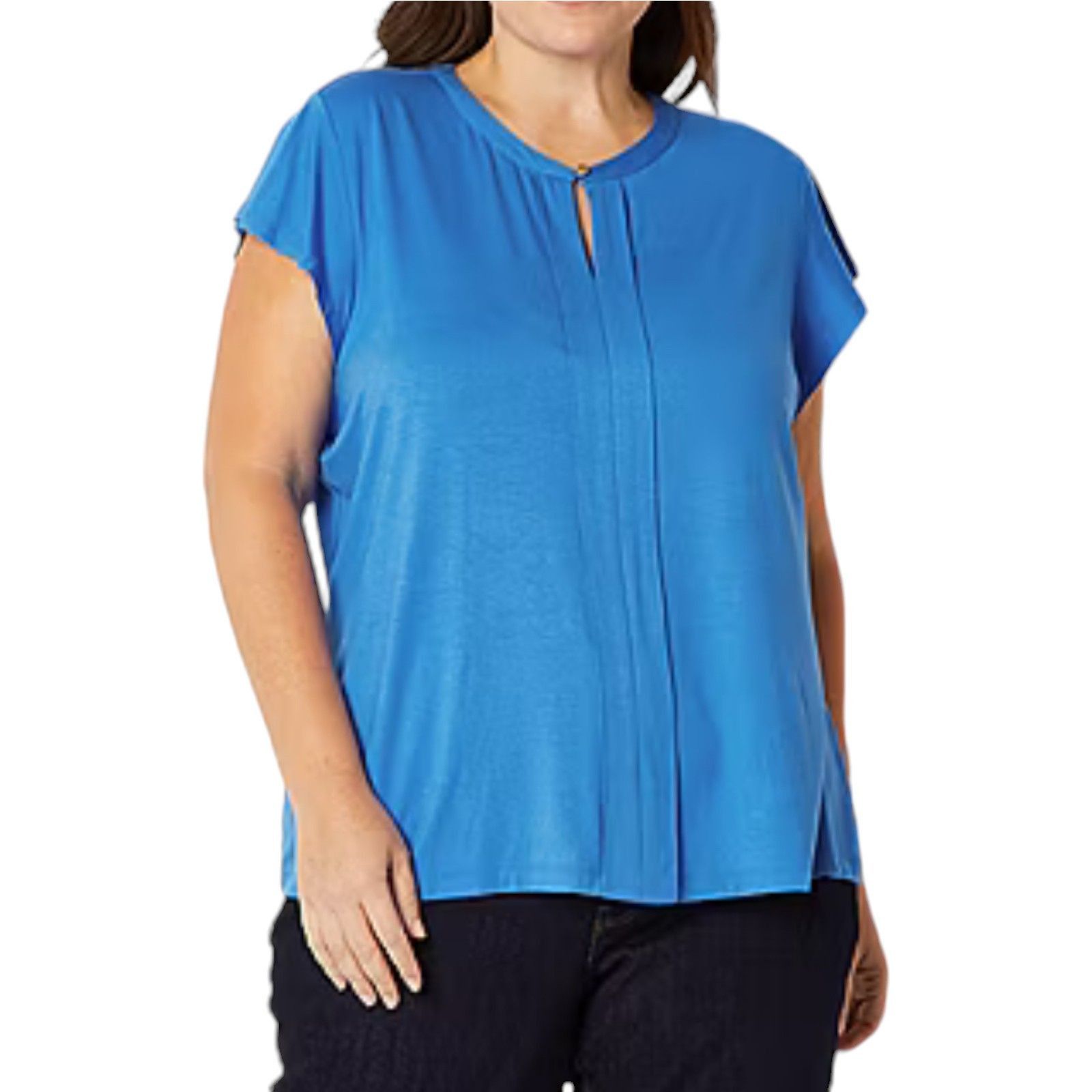 Other Liz Claiborne - Women's Keyhole Neck Short Sleeve Blouse - B Size XXL / US 16-18 / IT 52-54 - 1 Thumbnail